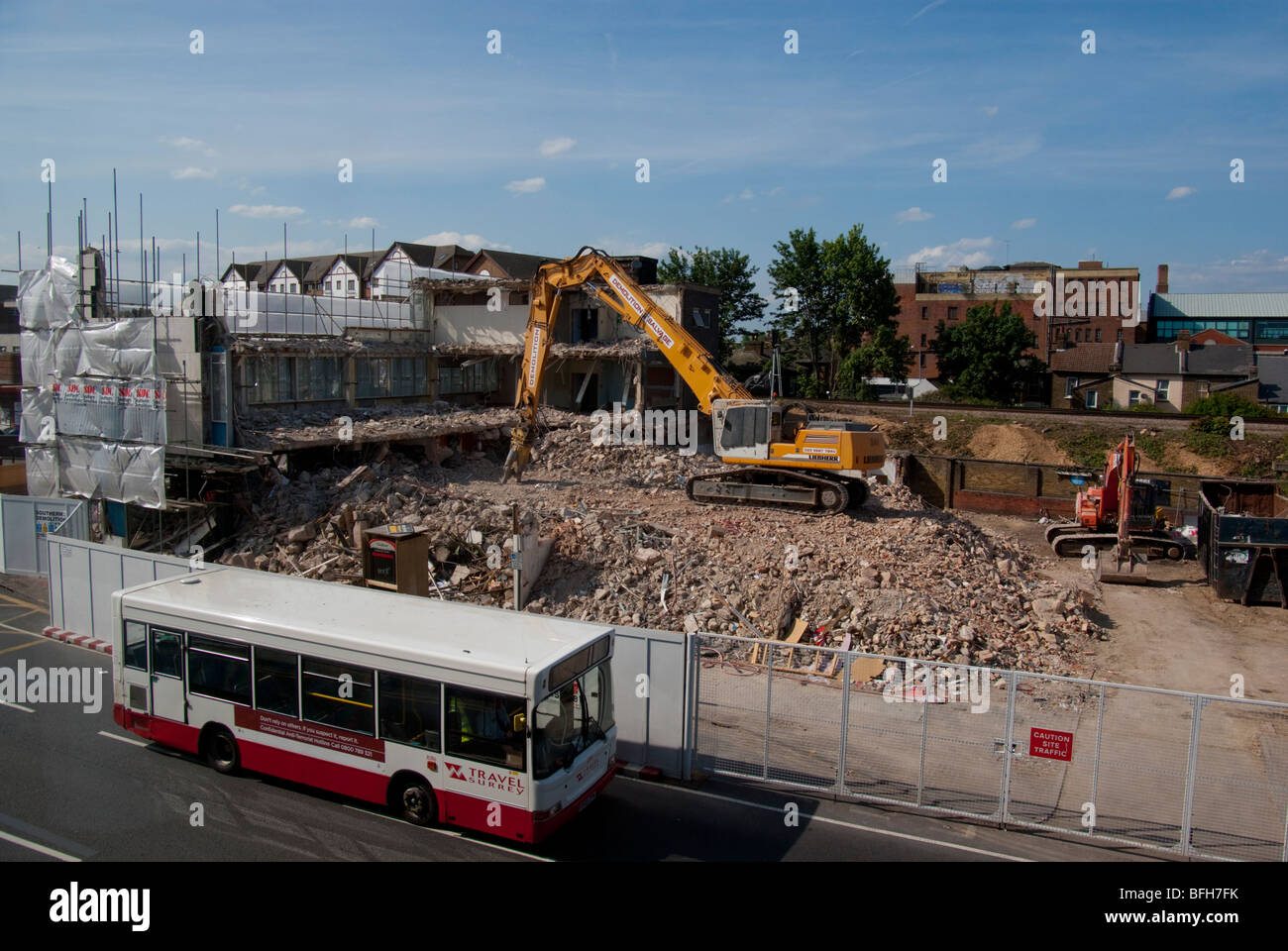 Bau Website Bagger Abbruch Stockfoto