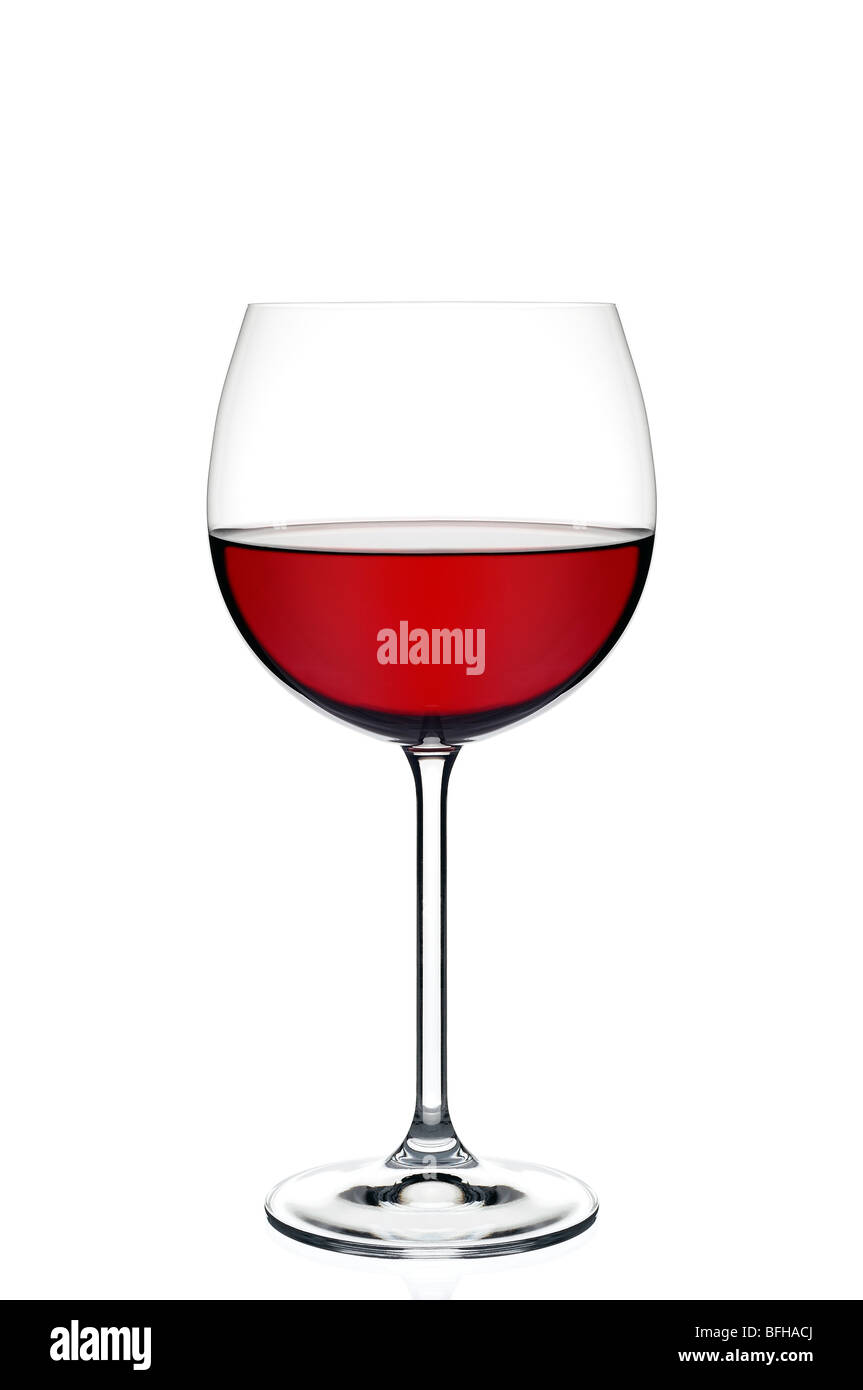 Glas Rot Wein ausgeschnitten Stockfoto