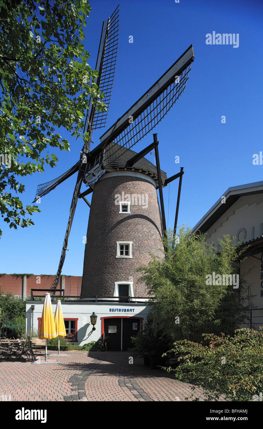 Baumeister Muehles, Windmuehle, Restaurant, Oberhausen-Buschhausen, Ruhrgebiet, Niederrhein, Nordrhein-Westfalen Stockfoto