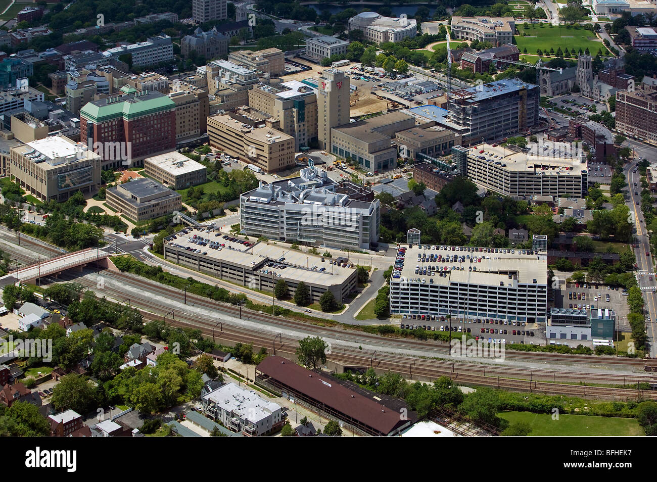 Luftaufnahme über Cleveland Klinik Krankenhaus Ohio Stockfoto