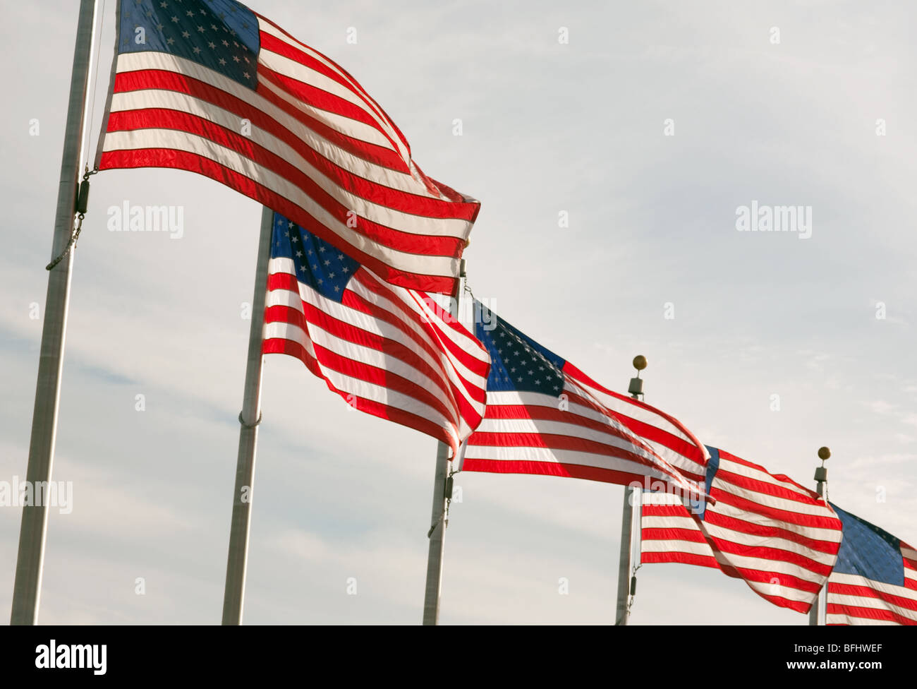 Amerikanische Flaggen fliegen, Washington DC, USA Stockfoto