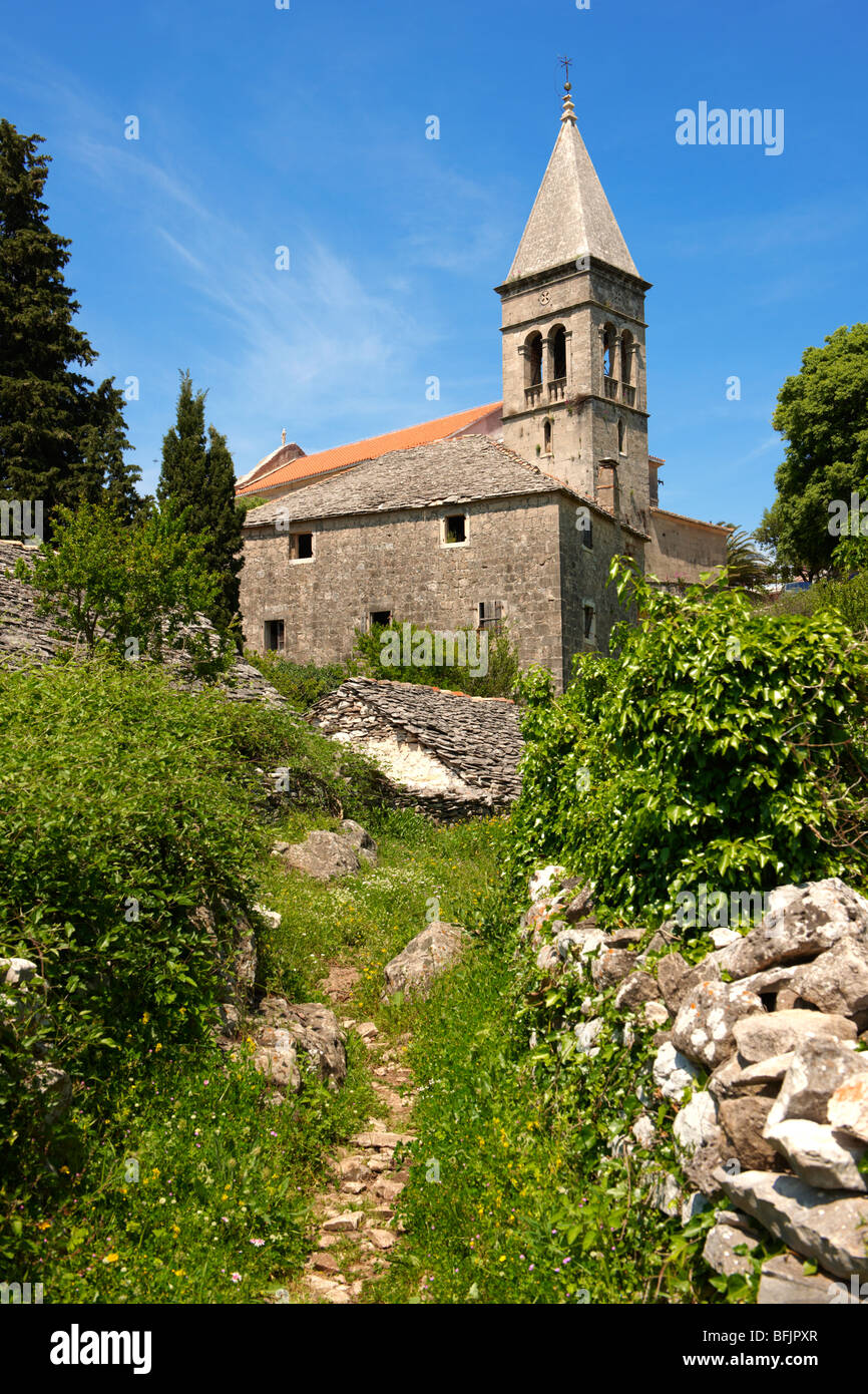 Romanische Kapelle, Škrip, Insel Brac, Kroatien Stockfoto