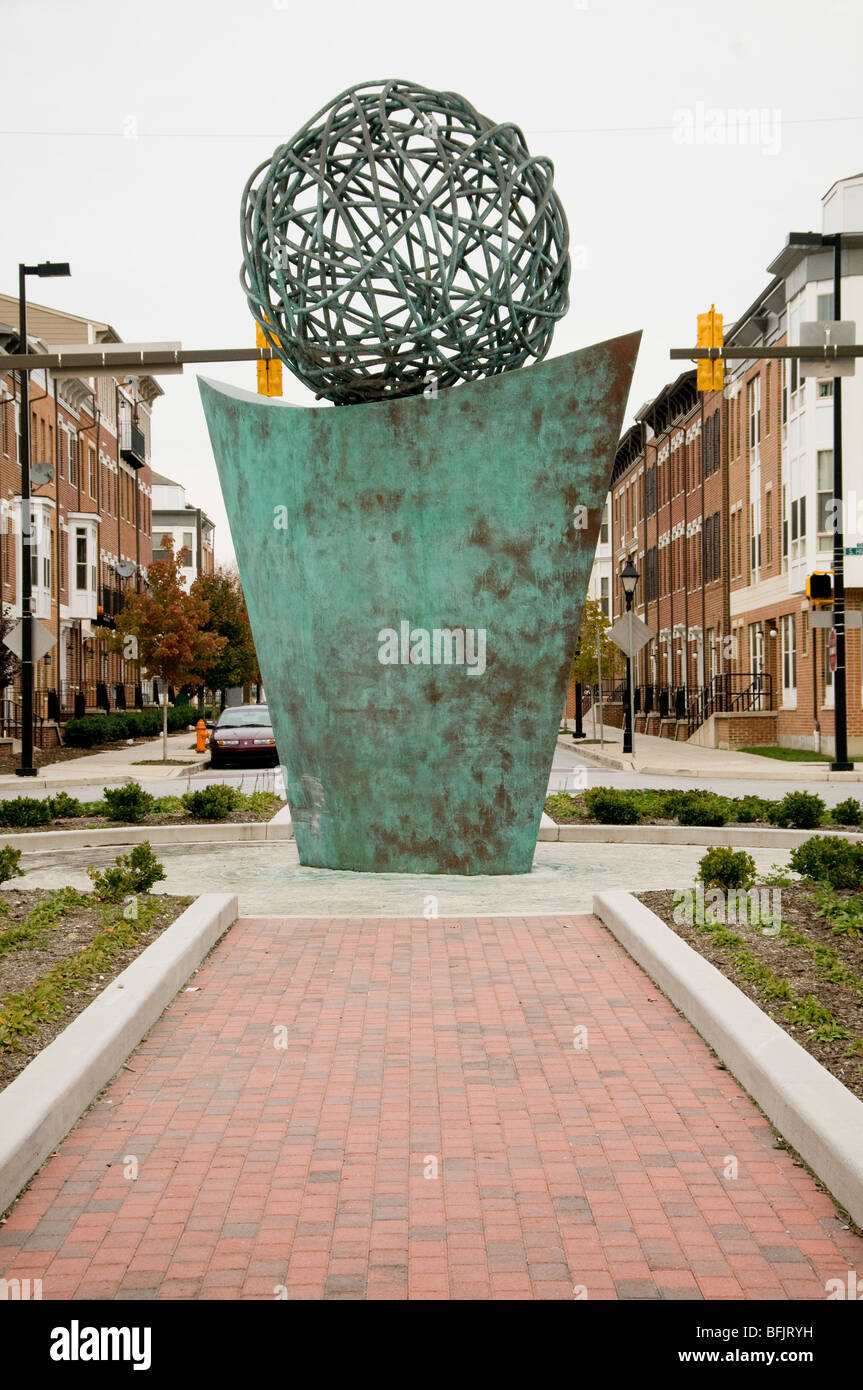 Skulptur in Baltimore - David Hess Stück Lombard Street Stockfoto