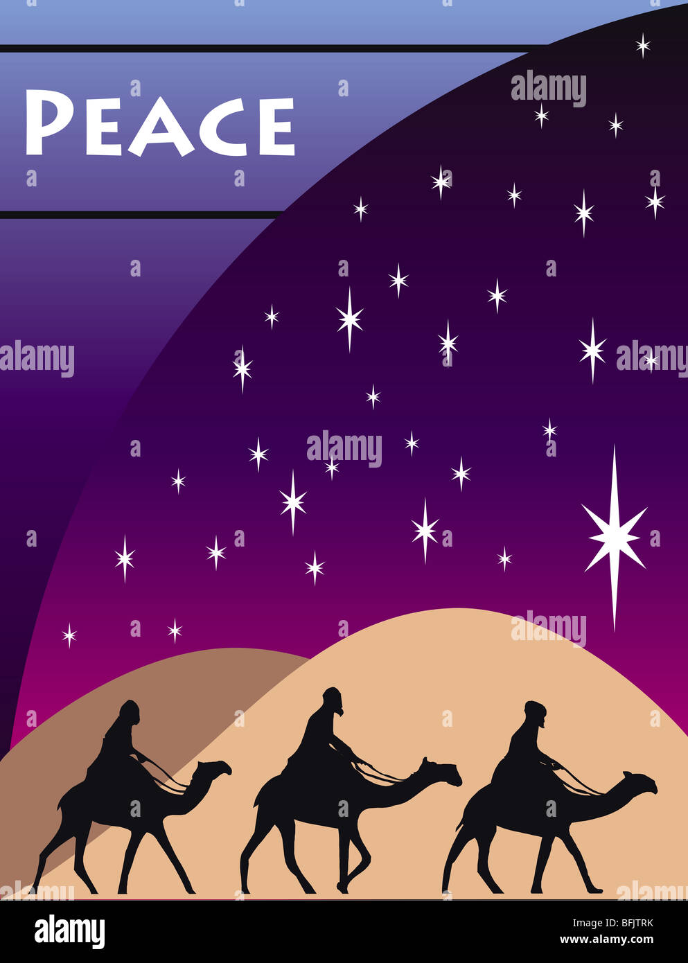 3 weisen Könige in Bethlehem auf Crhristmas Day. Stockfoto