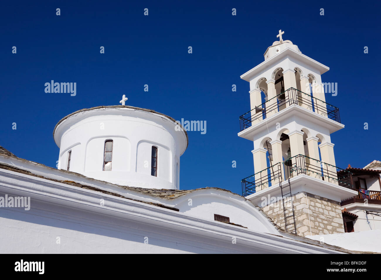 Kirche Glockenturm Skopelos Insel griechische Inseln Griechenland Stockfoto
