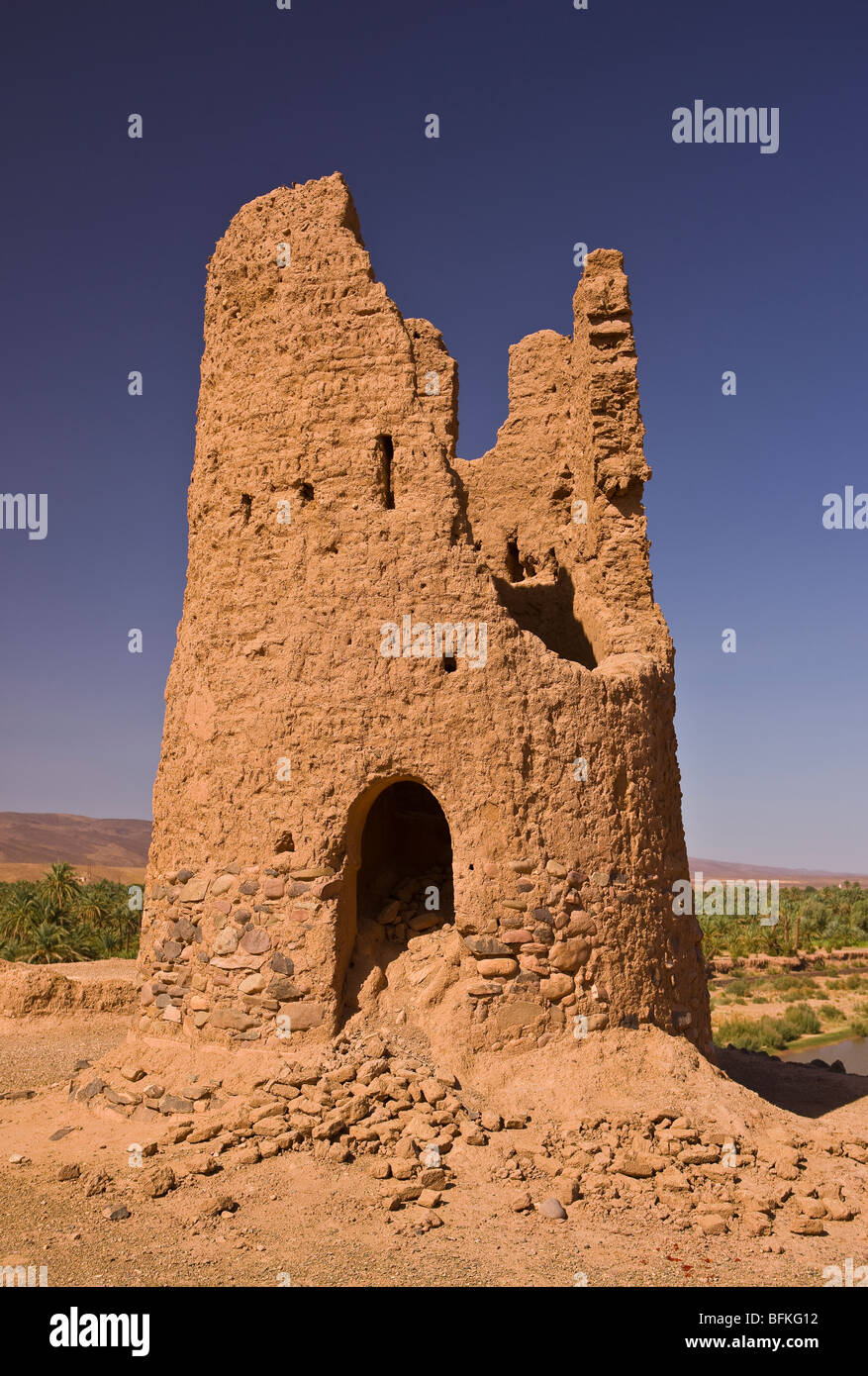 DRAA-Tal, Marokko - verlassenen Wachturm, östlich von Zagora. Stockfoto
