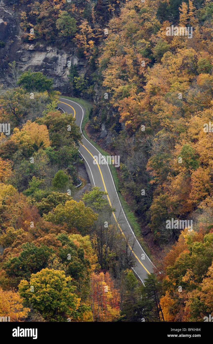 Herbst-Farbe auf Route 80 in Pausen Interstate Park in Kentucky Stockfoto