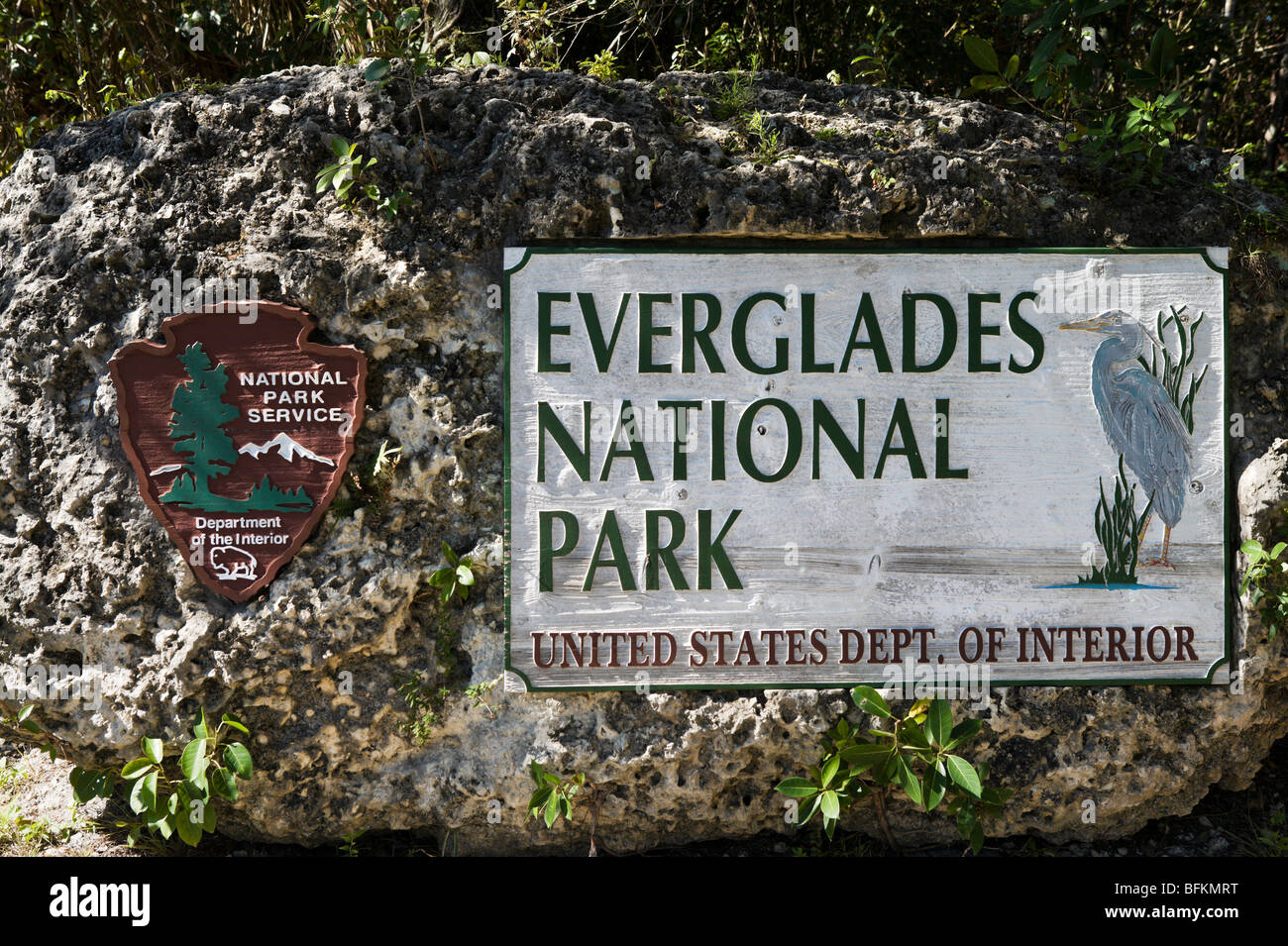 Ortseingangsschild an der Everglades National Park, Florida, USA Stockfoto