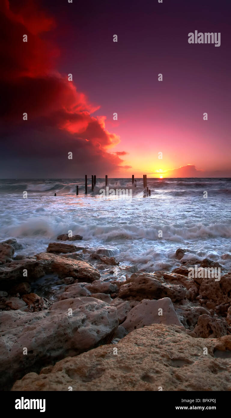 Sonnenuntergang am Port Willunga Südaustralien Stockfoto