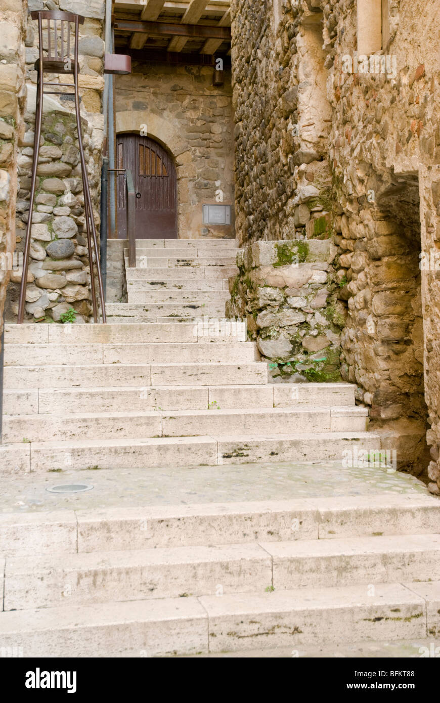 Meister Des Abraham Castlar Straße, Jüdisches Viertel, Besalú. La Garrotxa. Provinz Girona. Catalonia.Spain. Stockfoto