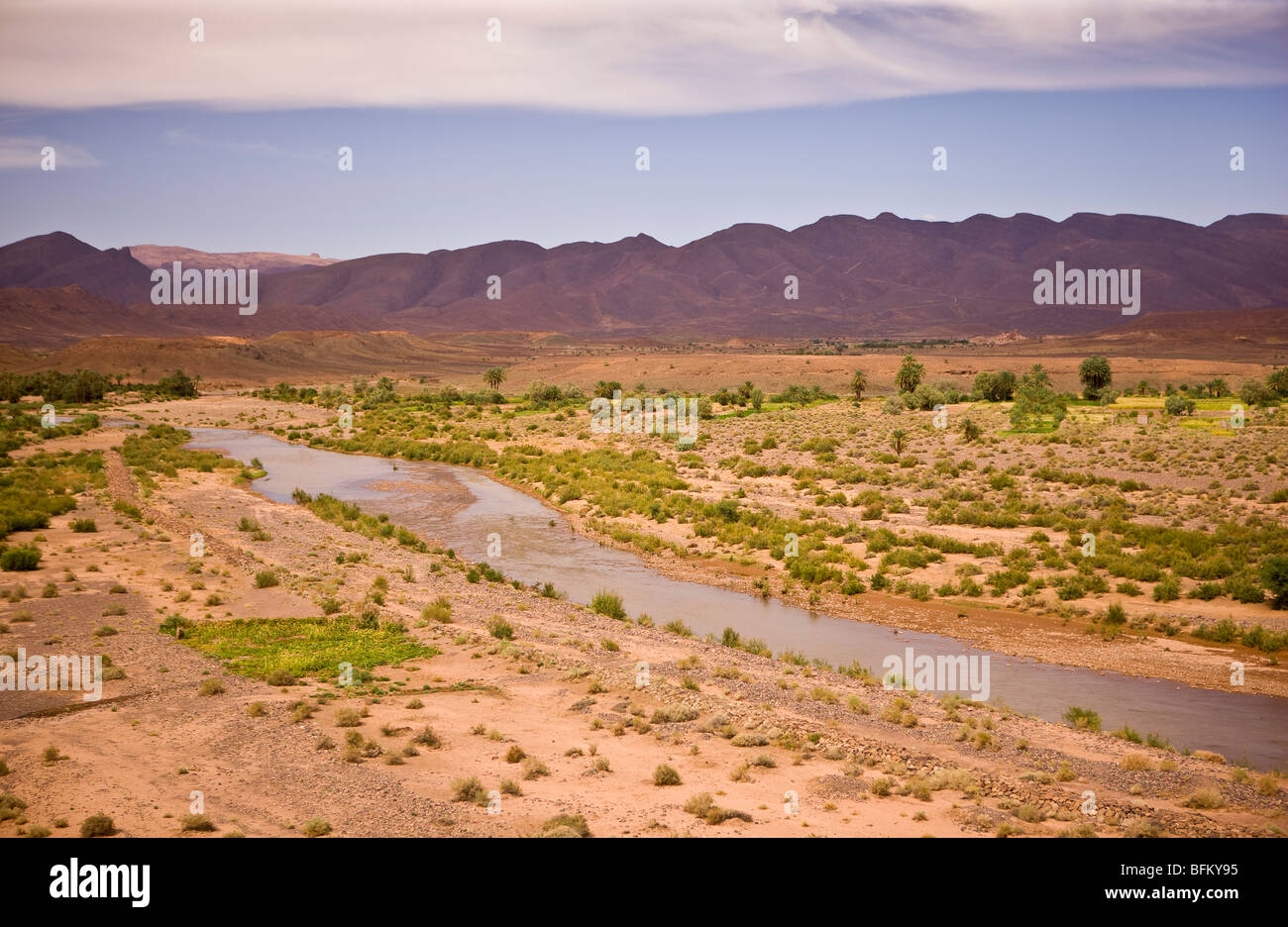 DRAA-Tal, Marokko - Flusslandschaft. Stockfoto