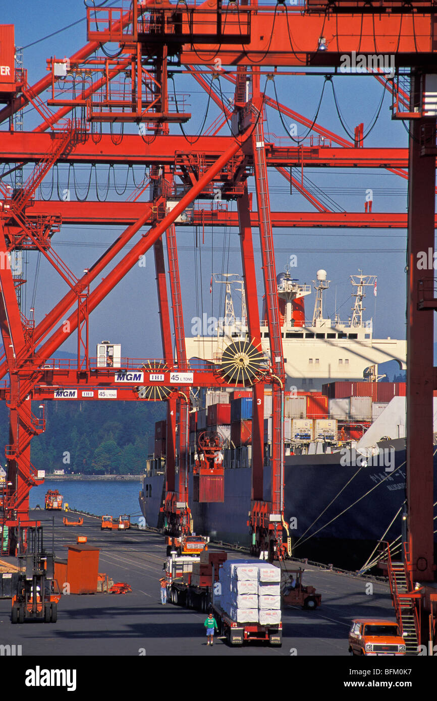 Hafen von Vancouver, Container-Versand-Anlage, Vancouver, BC, Kanada Stockfoto