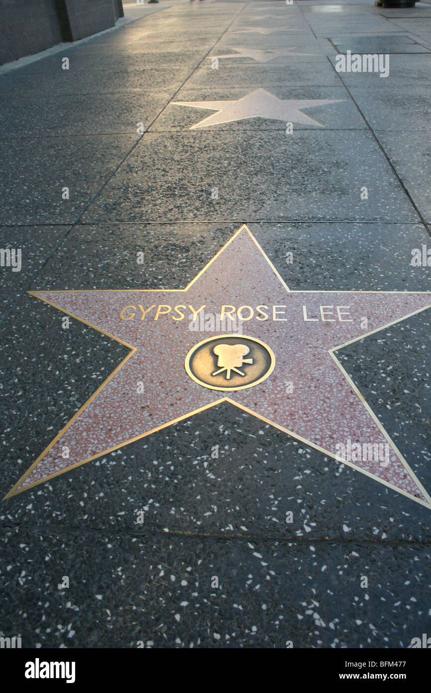 Hollywood walk Fame Sterne Film Gypsy Rose Lee Schauspielerin California Stockfoto