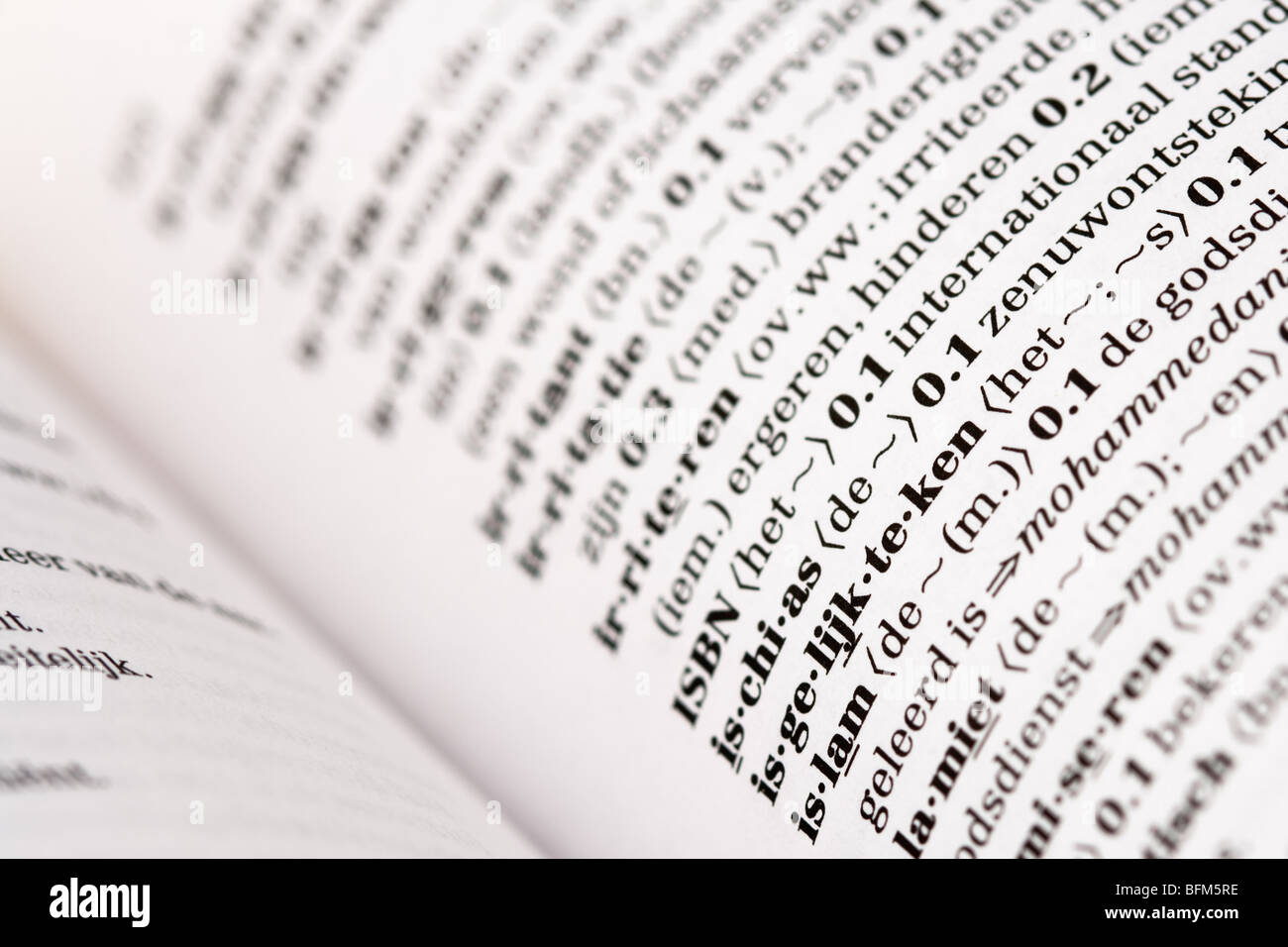 Niederländisch Wörterbuch-Fokus auf das Wort Islam Stockfoto