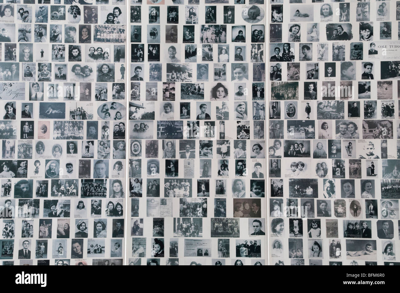 Das Denkmal für die Kinder, Fotos jüdischer Kinder, die aus Frankreich deportiert wurden, im Holocaust-Gedenkmuseum in Paris Stockfoto