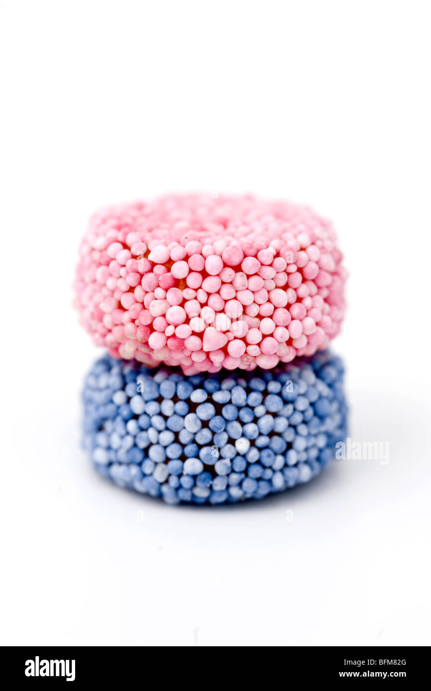 Rosa und blaue Lakritze Allsorts Süßigkeiten Stockfoto