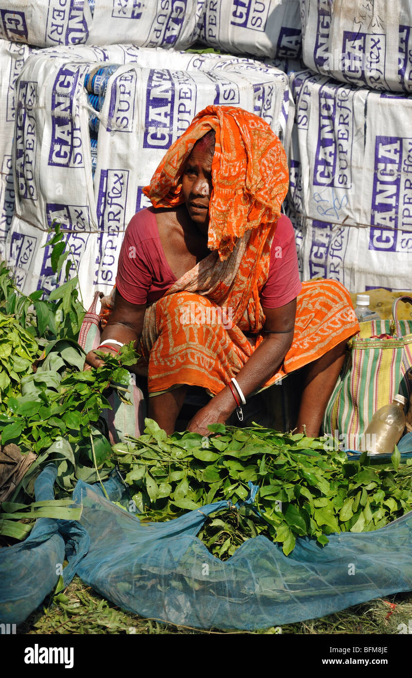 Der Blumenmarkt, Malik Ghat, Kalkutta oder Kalkutta, Westbengalen, Indien Stockfoto