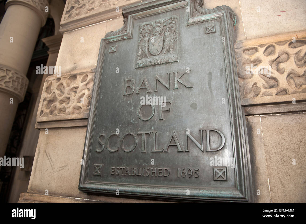 Alte Bank von Schottland Schild HBOS Hochhaus, The Mound, Edinburgh Stockfoto