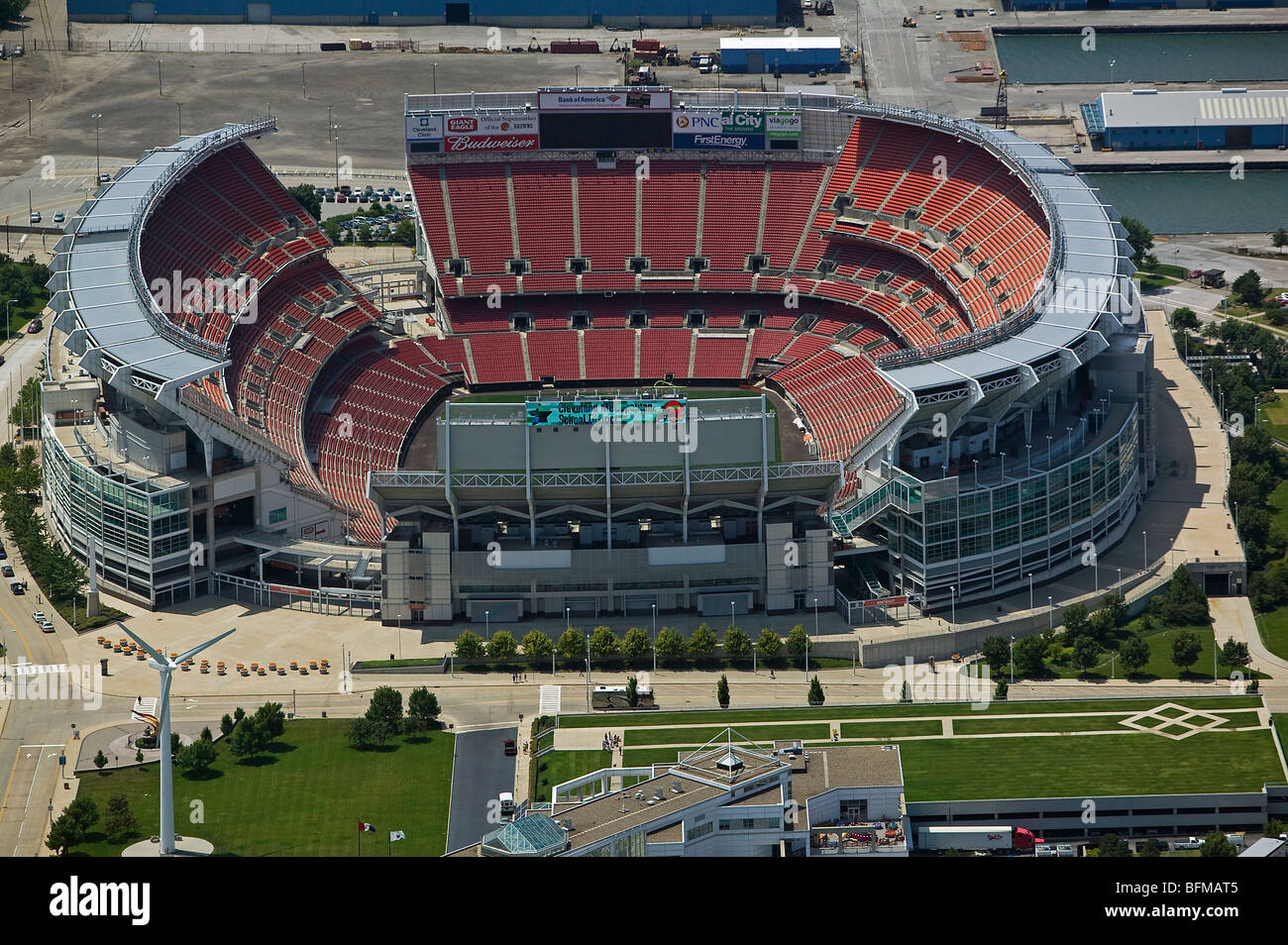 Luftaufnahme über Cleveland Browns Stadium Ohio Stockfoto