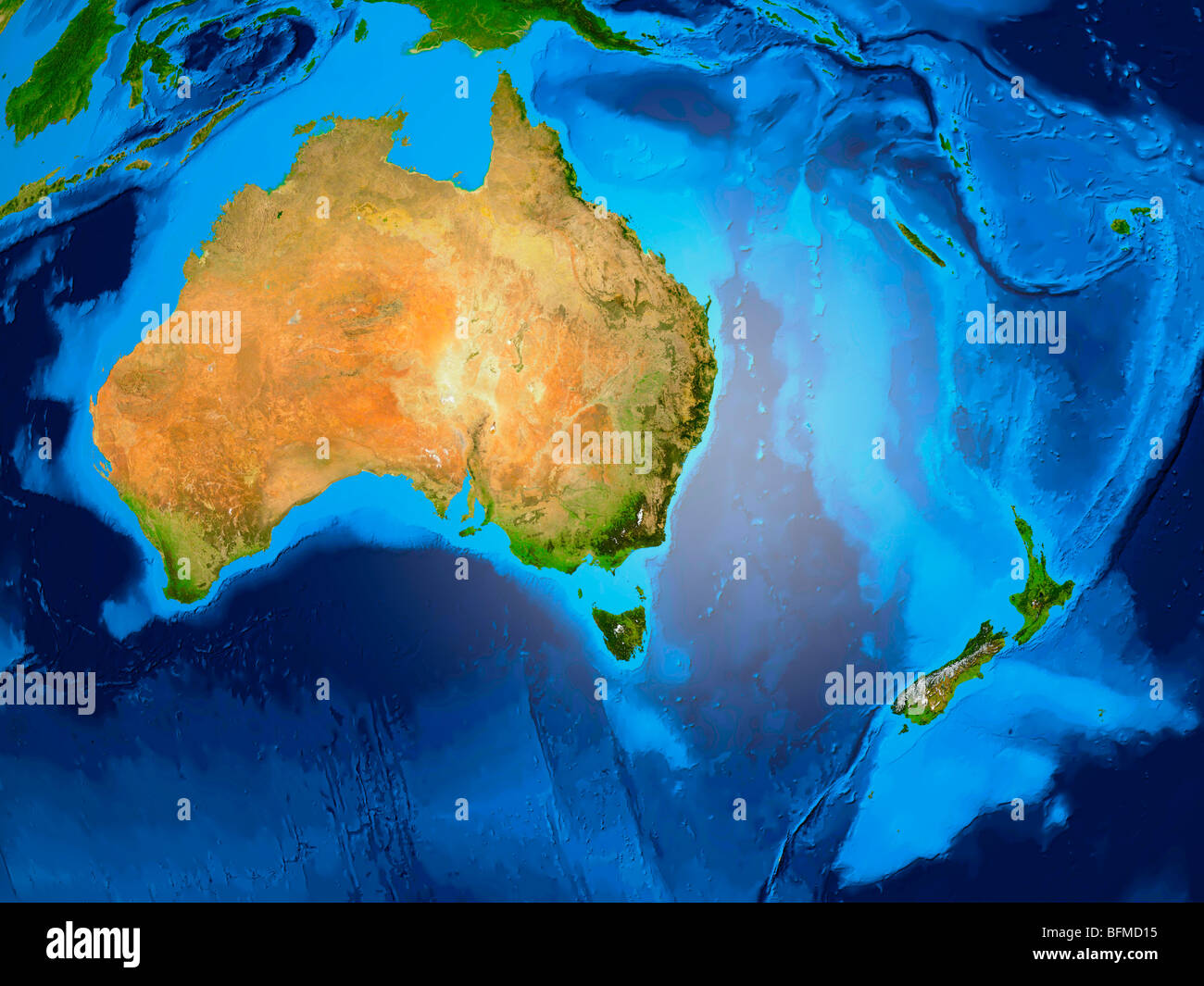Blick auf die Erdkugel aus dem Weltraum zeigt Ozeanien - Australien, Neuseeland Stockfoto