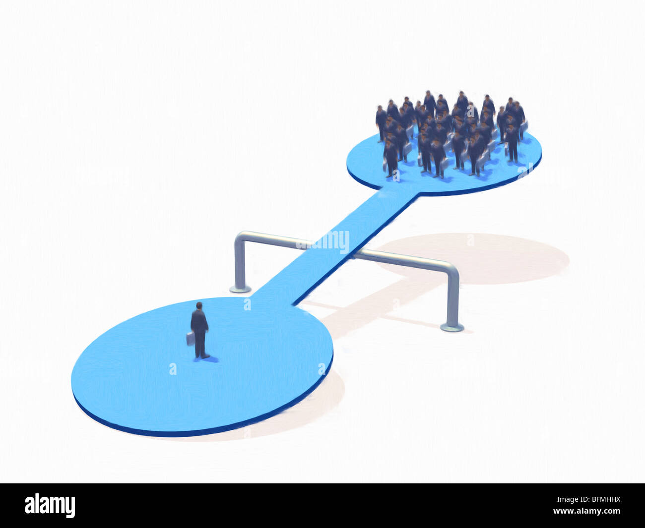 Unternehmer Figürchen auf Wippe Stockfoto