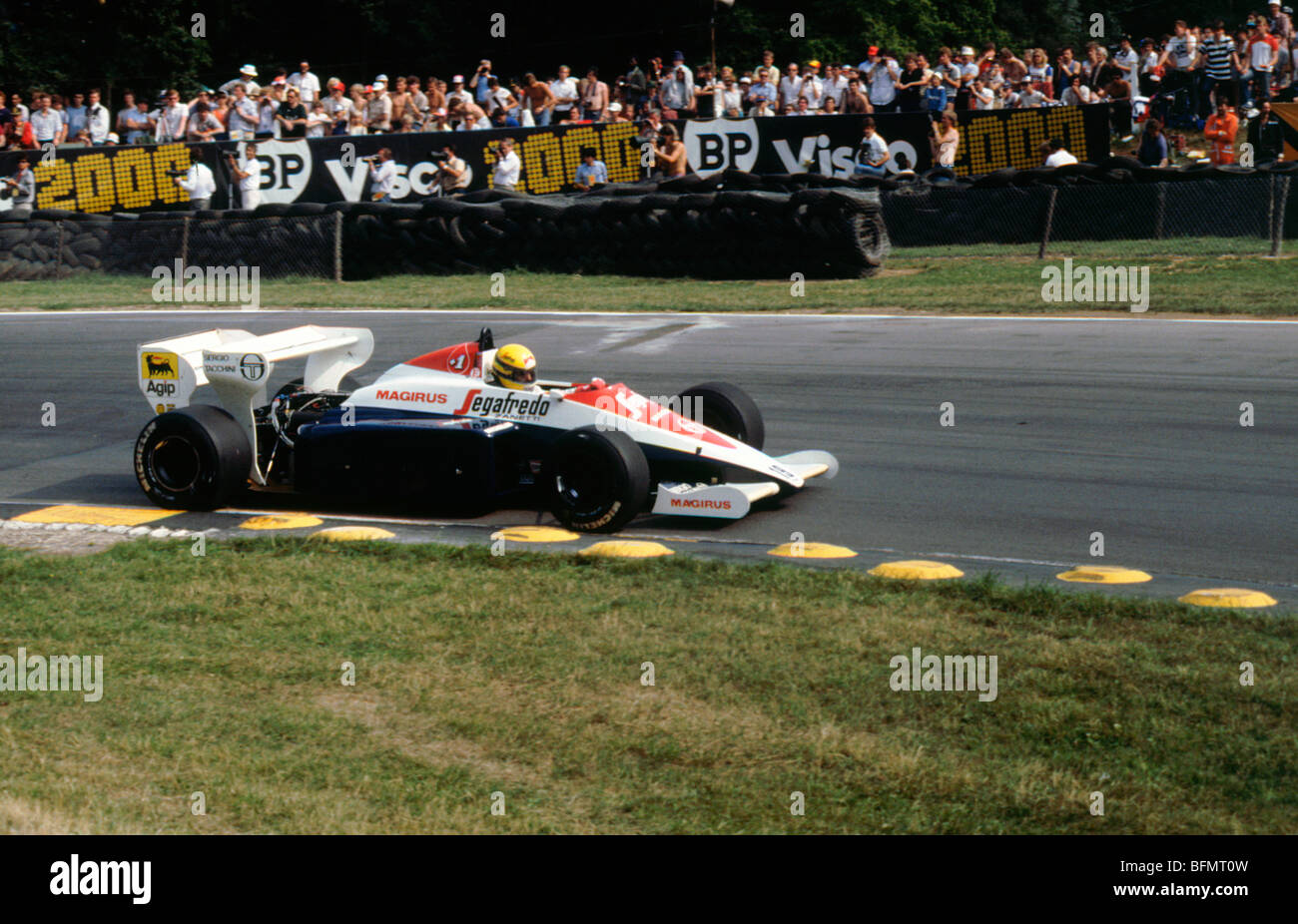 Ayrton Senna im Toleman TG184, 1984 British Grand Prix Stockfoto