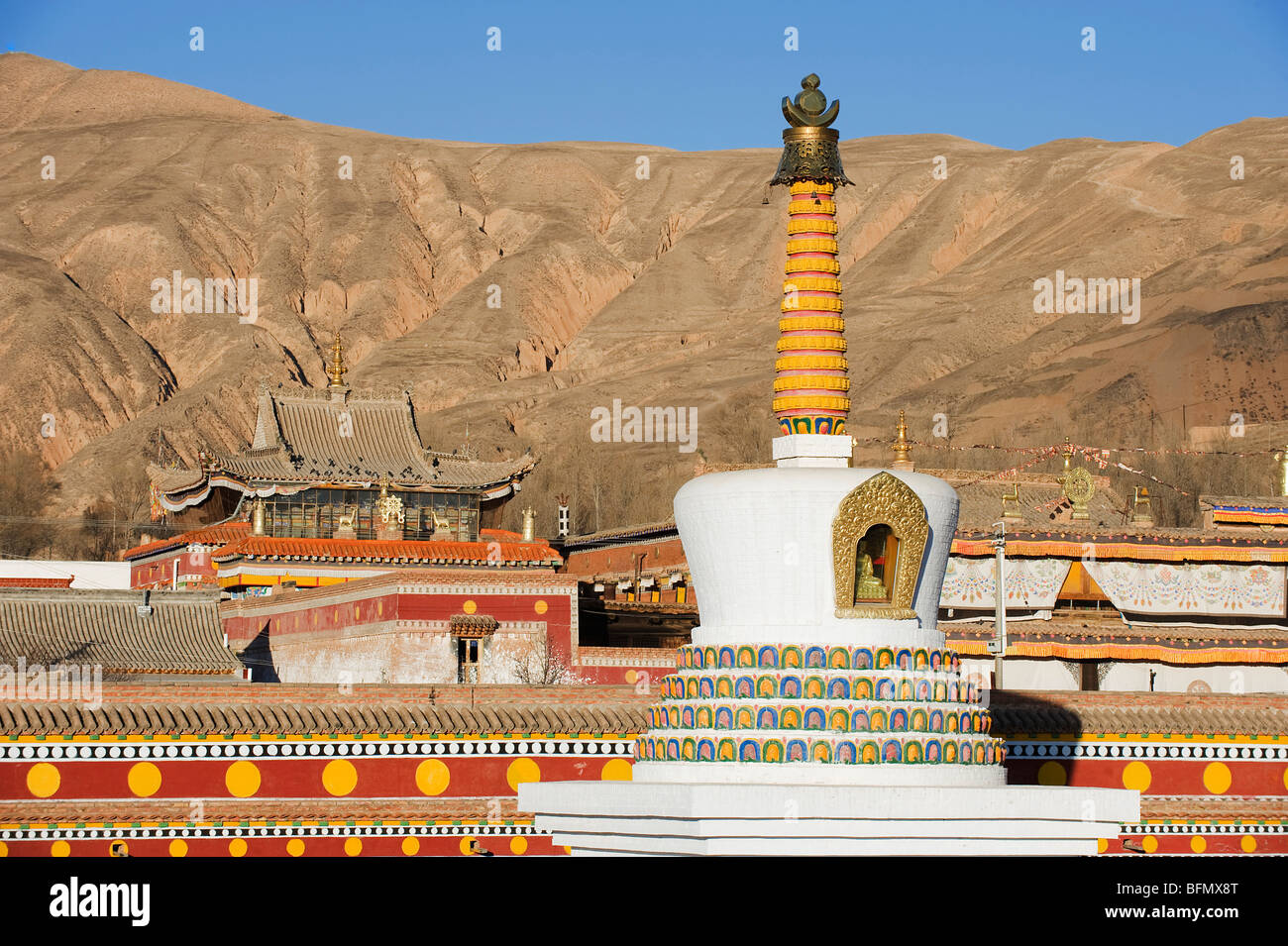 China, Provinz Qinghai, Tongren, Wutun Si Tempel in Gomar Lamakloster Stockfoto