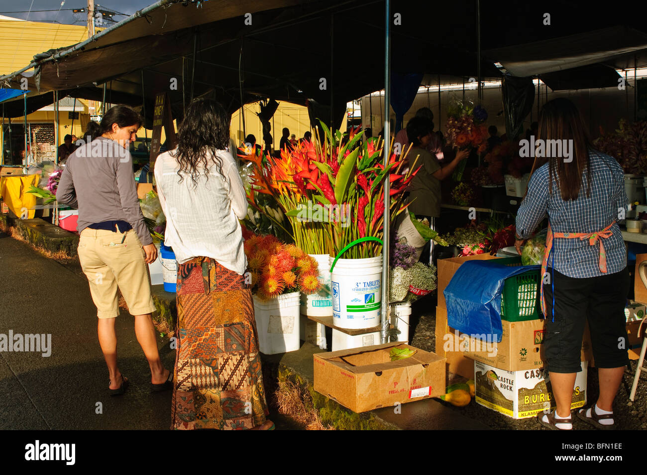 Hilo Bauernmarkt, Big Island Hawaii. Stockfoto