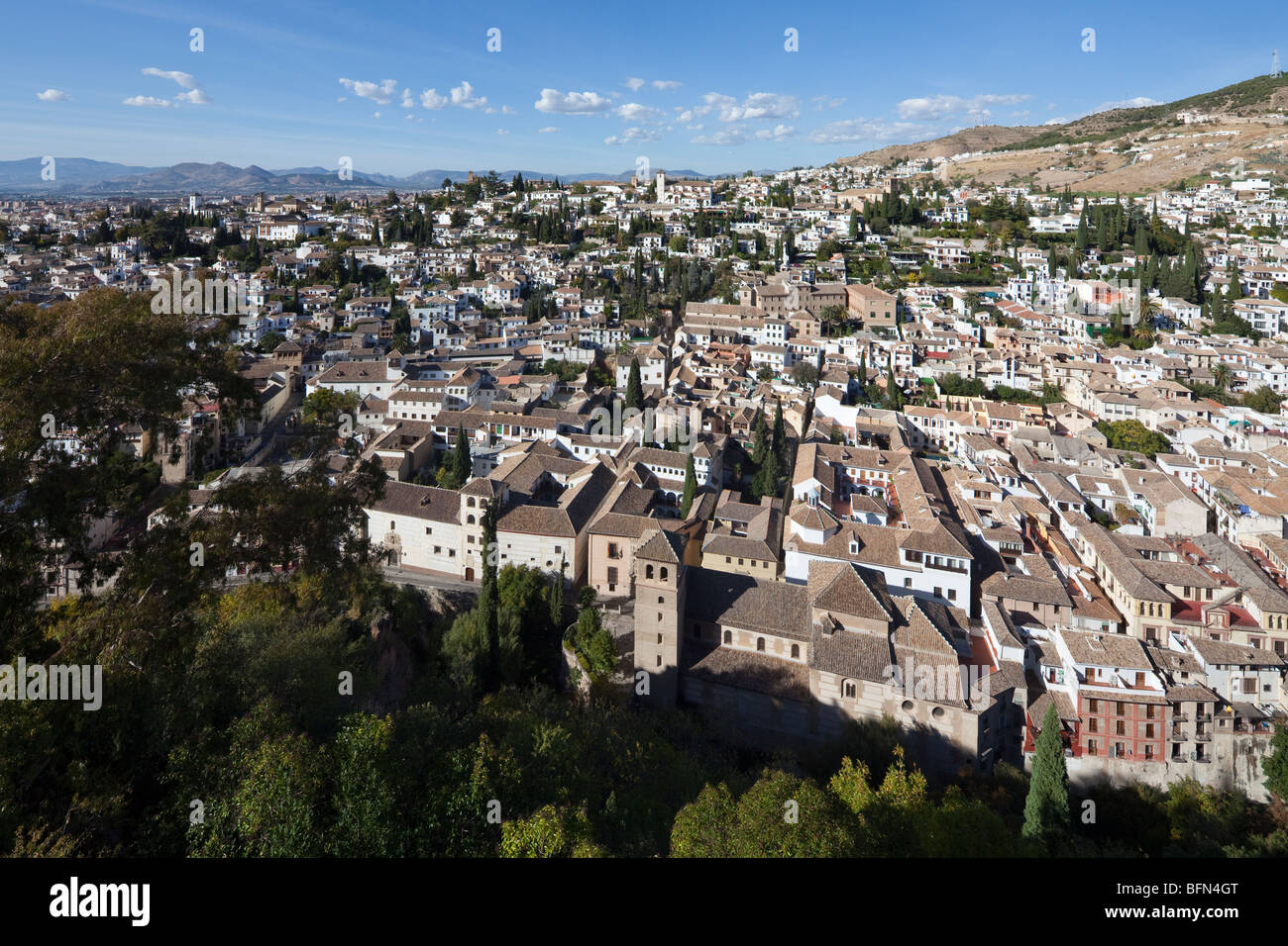 Ansicht des Albaicin, Altstadt und Granada, Spanien Stockfoto