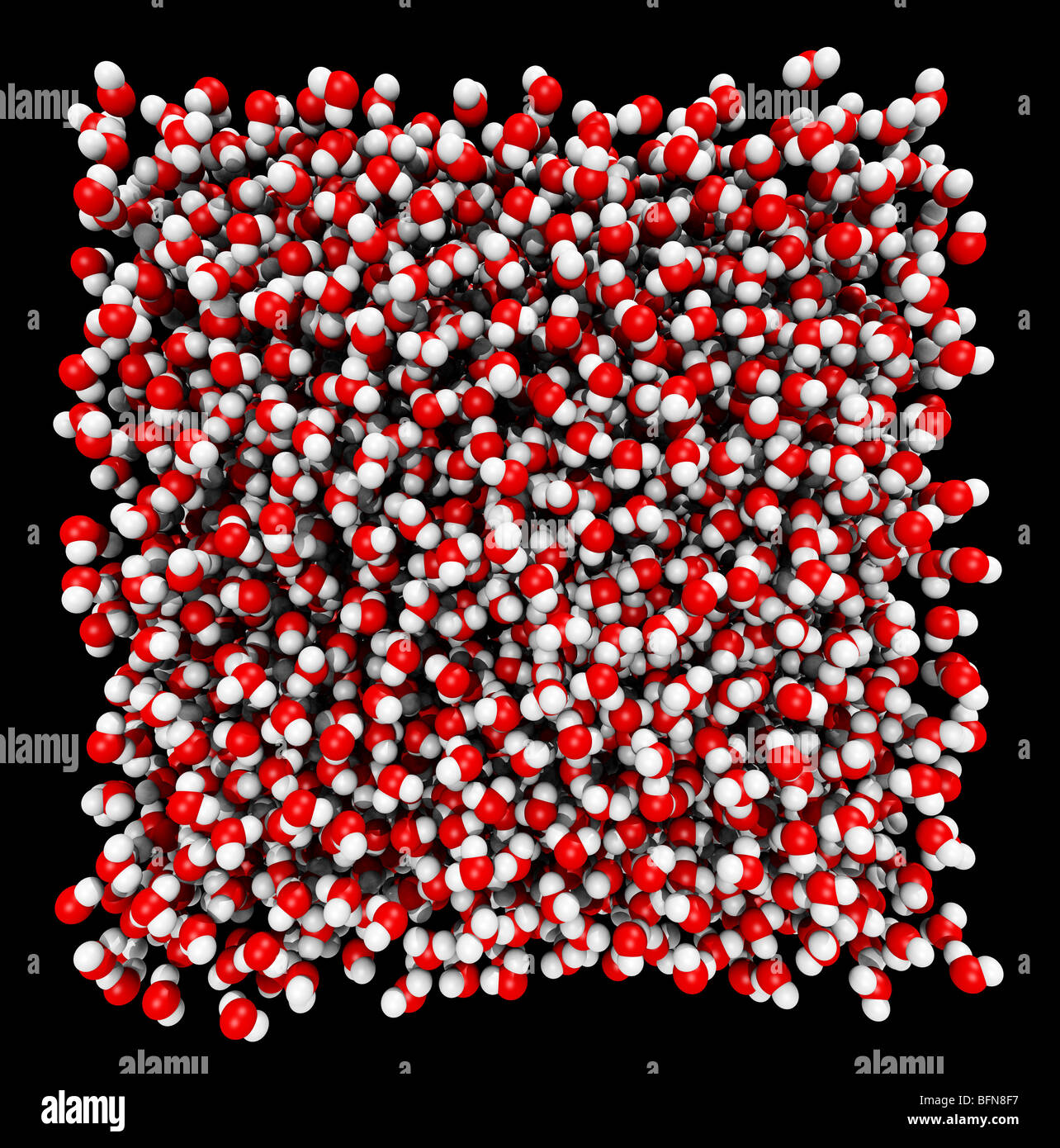 dreidimensionale computergenerierte Modell ein Feld mit Wassermolekülen Stockfoto