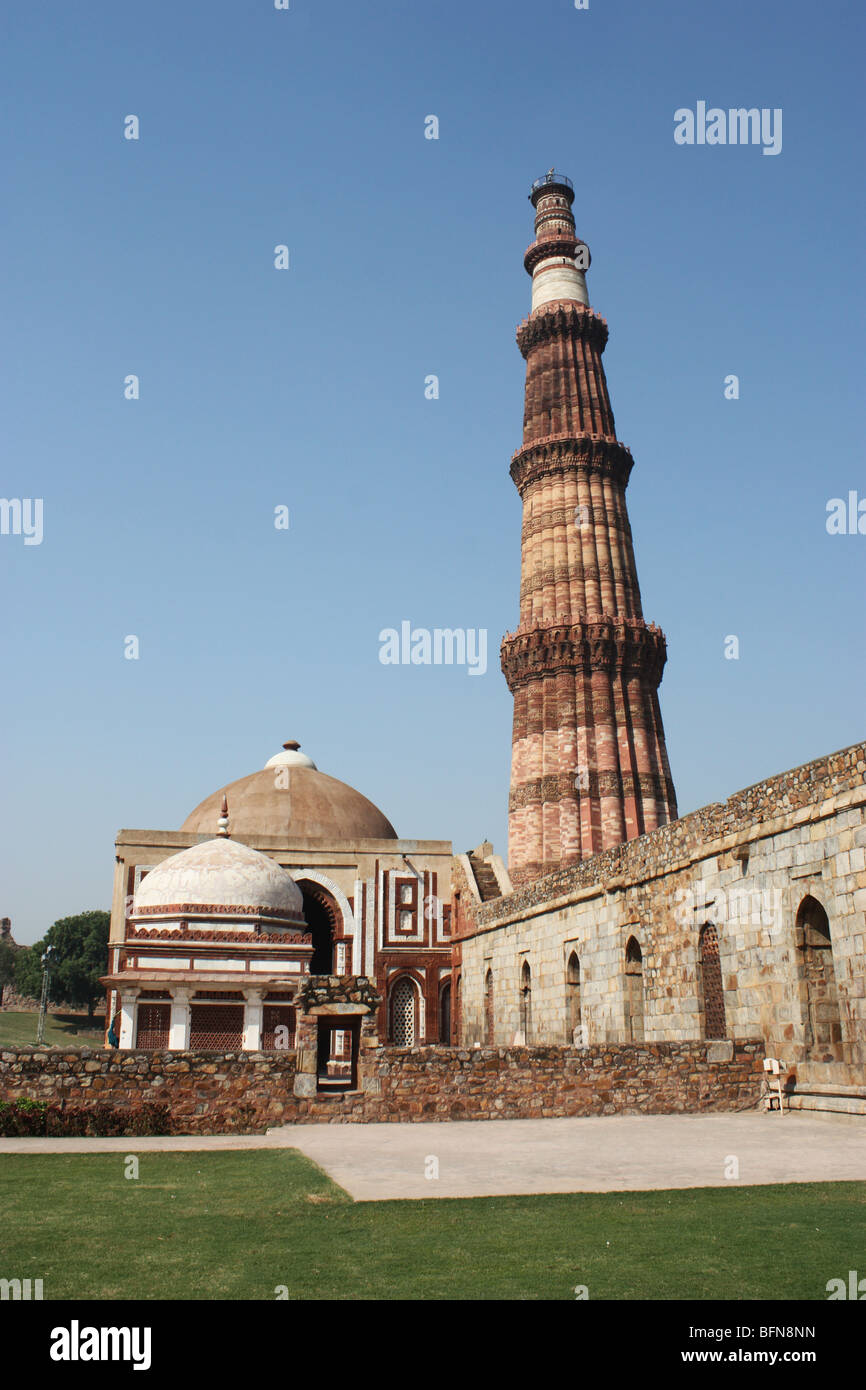 Ansicht der Qutb Minar in Delhi Stockfoto