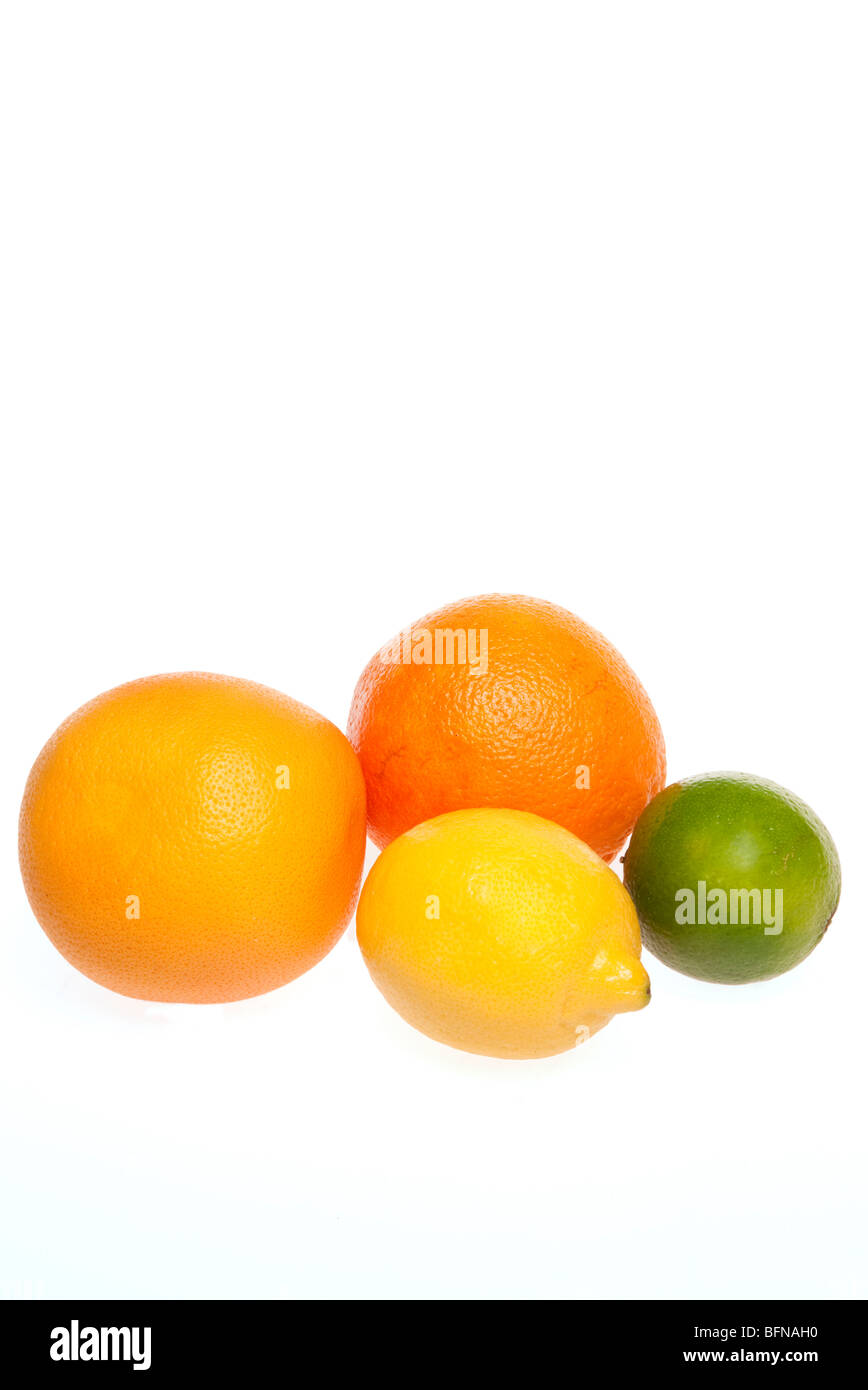 Obst orange Grapefruit Zitrone Limette Stockfoto