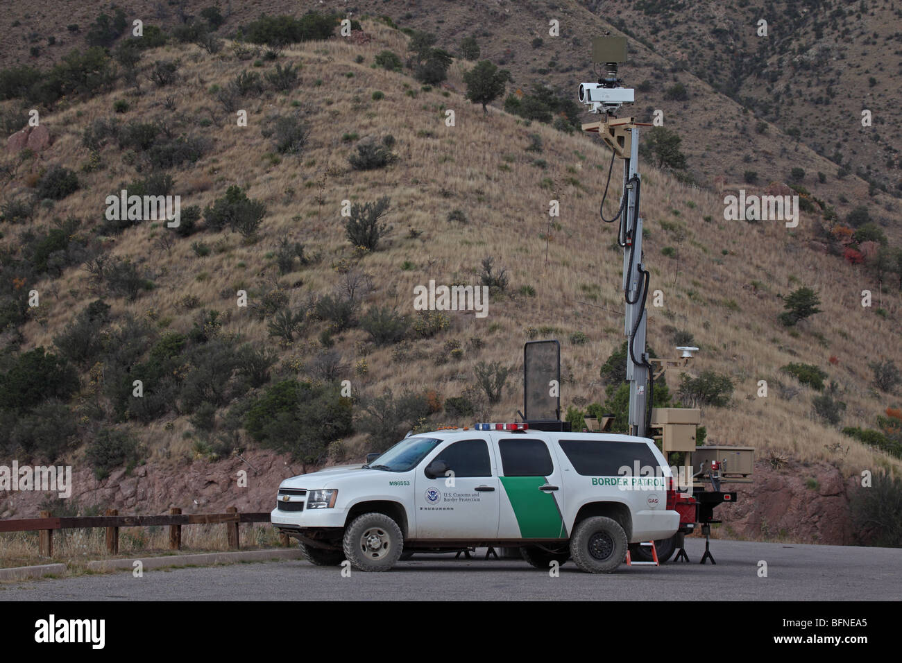 Mobile Überwachung Einheit - US Border Patrol - Huachuca Mountains - Arizona - USA Stockfoto