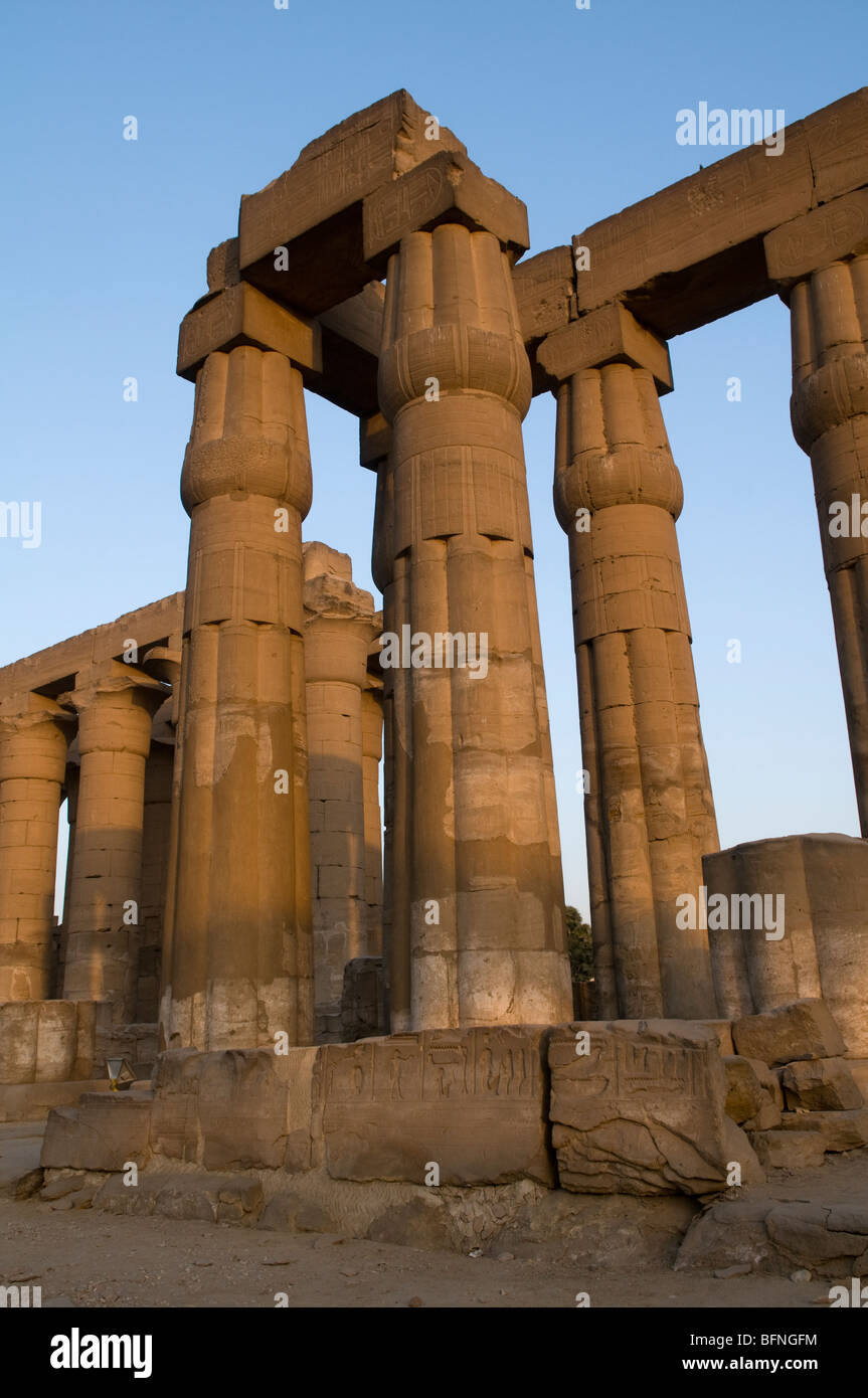 Spalten im Luxor Tempel Ägyptens. Stockfoto