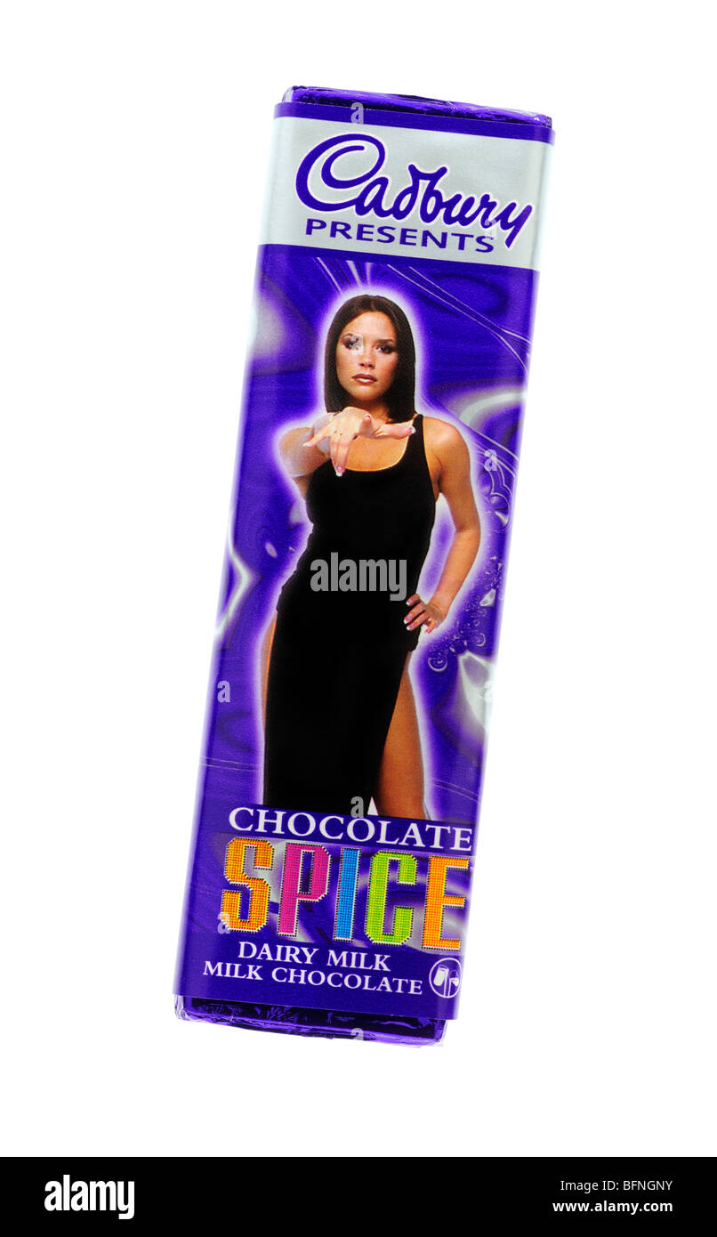 Cadbury Spice Girls Schokolade, Posh Spice Victoria Beckham Stockfoto