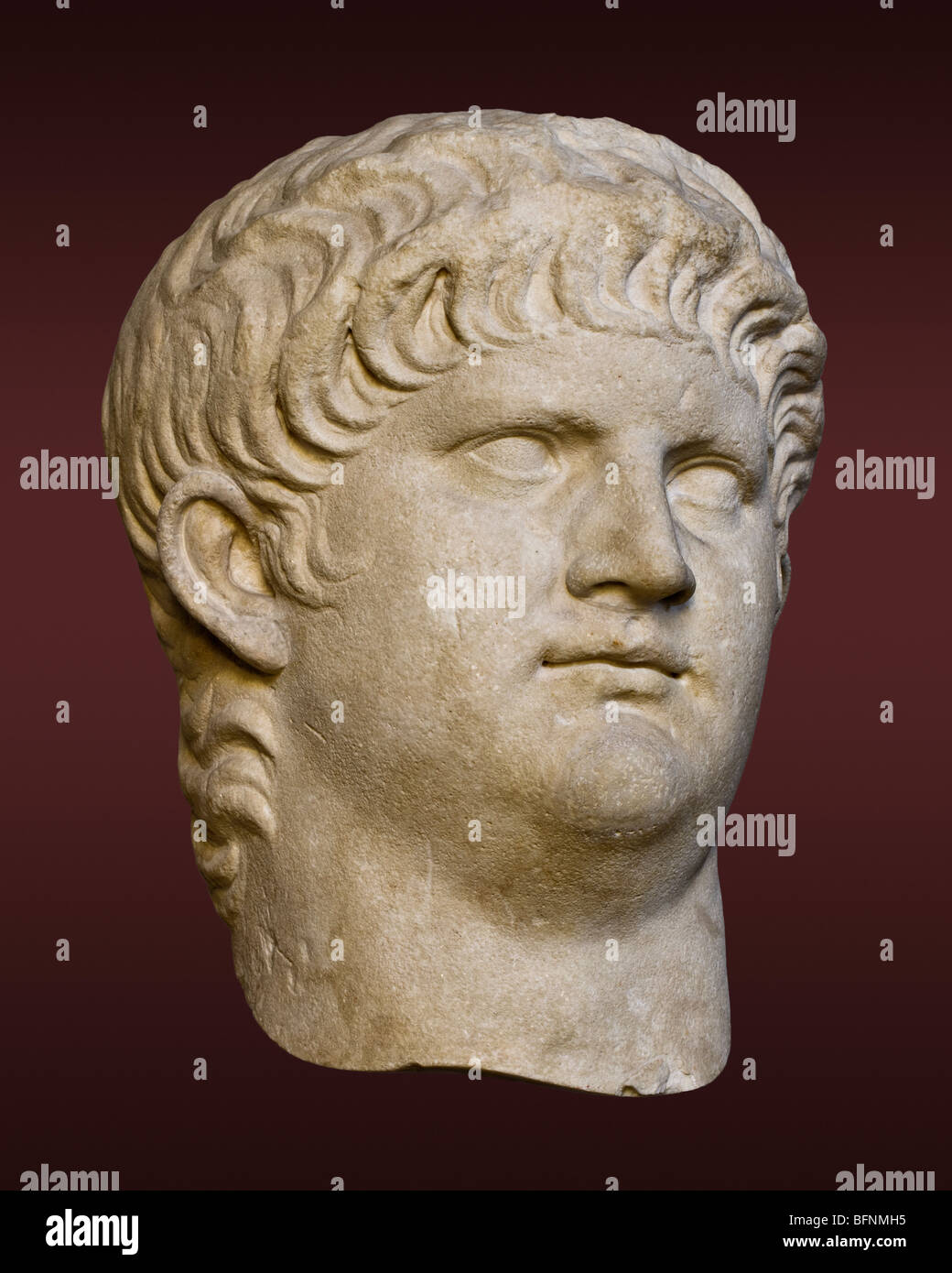 Porträt Kopf des römischen Kaisers Nero in der Münchner Glyptothek, ca. 60. Stockfoto