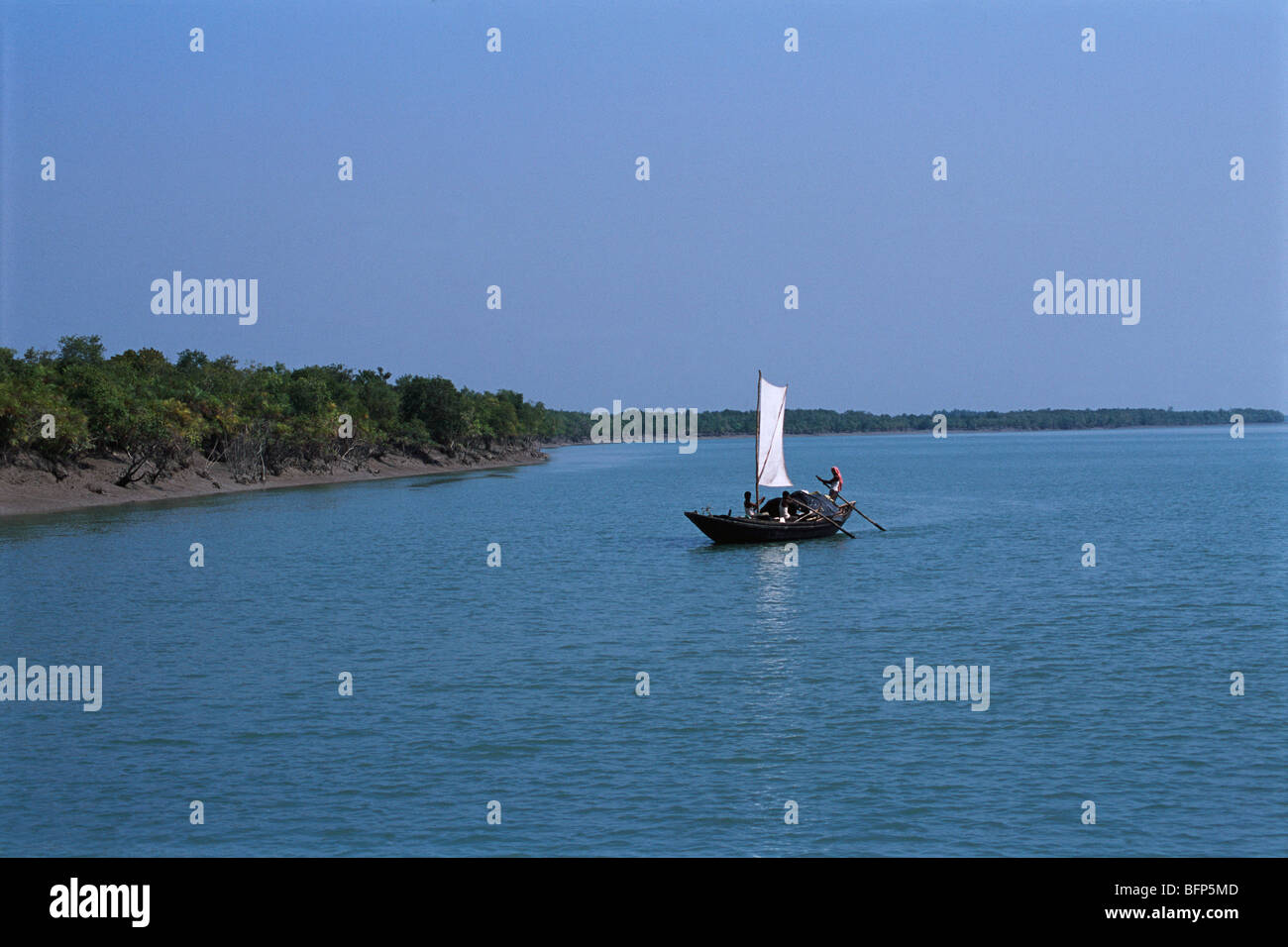 Fischerboot; Sundarbans National Park; Ganges Delta; Westbengalen; Indien; asien Stockfoto