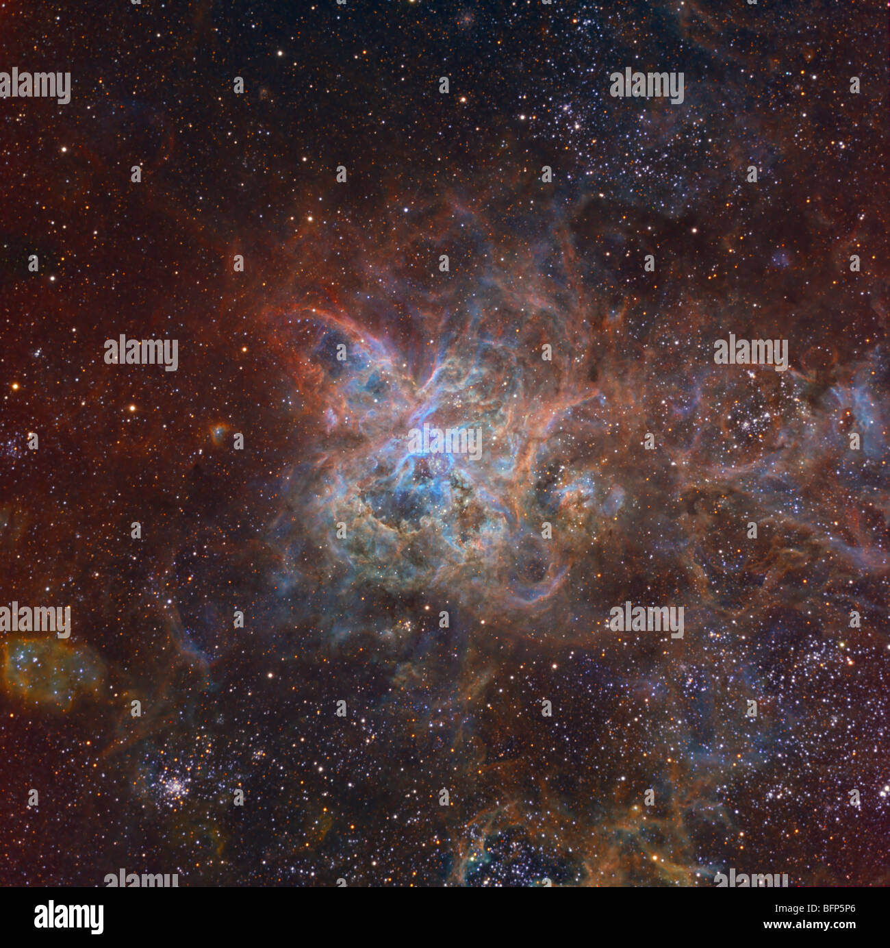 Der Tarantelnebel, auch bekannt als 30 Doradus oder NGC 2070 ist eine HII-Region in der großen Magellanschen Wolke. Stockfoto
