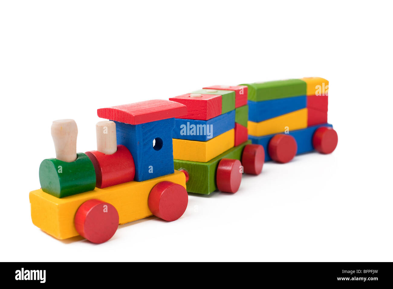 Buntes Spielzeug Zug isolierten auf weißen Hintergrund Stockfoto