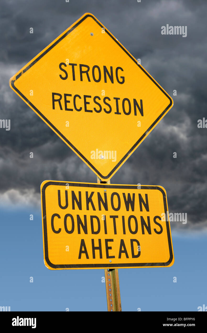 Starke Rezession voraus Zeichen Stockfoto