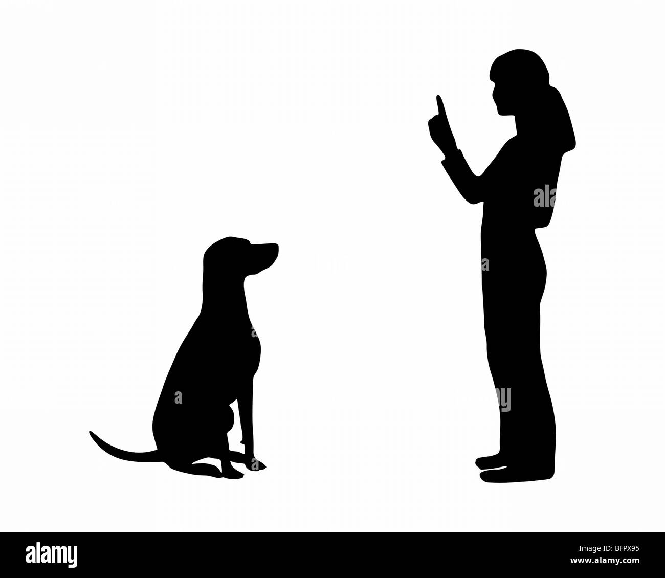 Hund Ausbildung (Gehorsam): Befehl: sitzen Stockfoto