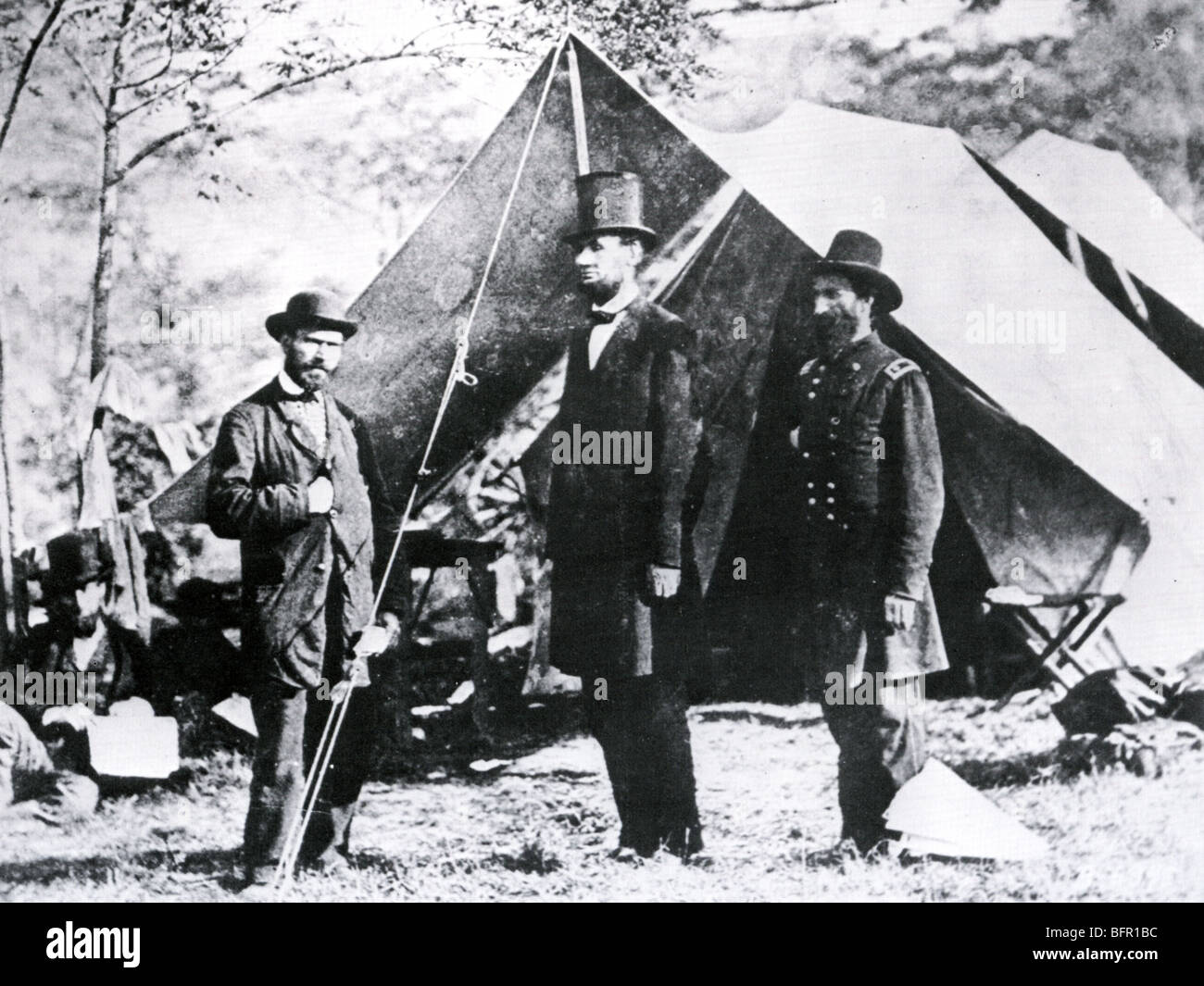 Präsident ABRAHAM LINCOLN bei Antietam 1862 - siehe Beschreibung unten Stockfoto