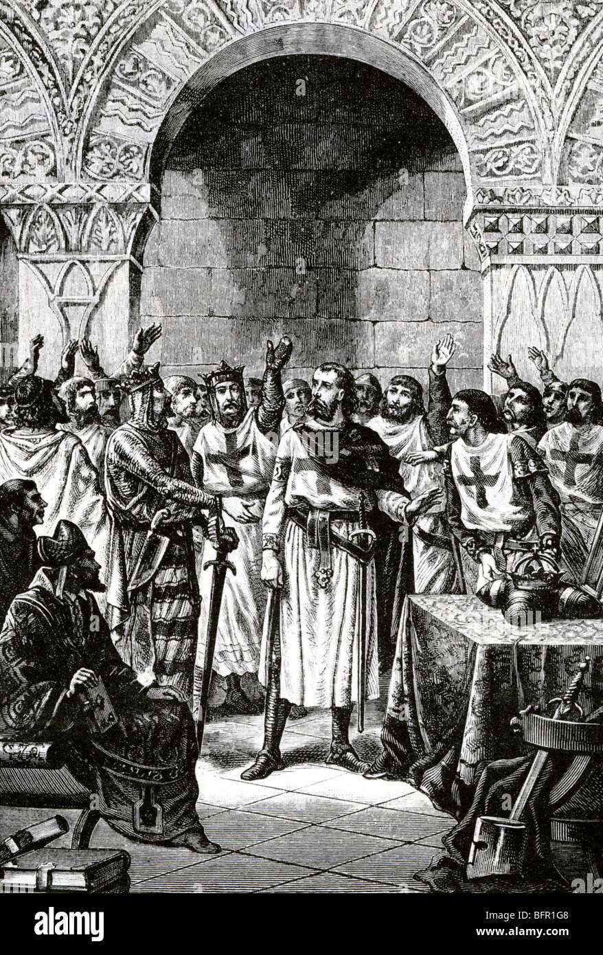Kreuzritter Gottfried von Bouillon, König von Jerusalem im Jahre 1099 werden wählen Sie einen Titel, die, den er lieber Beschützer abgelehnt. Stockfoto