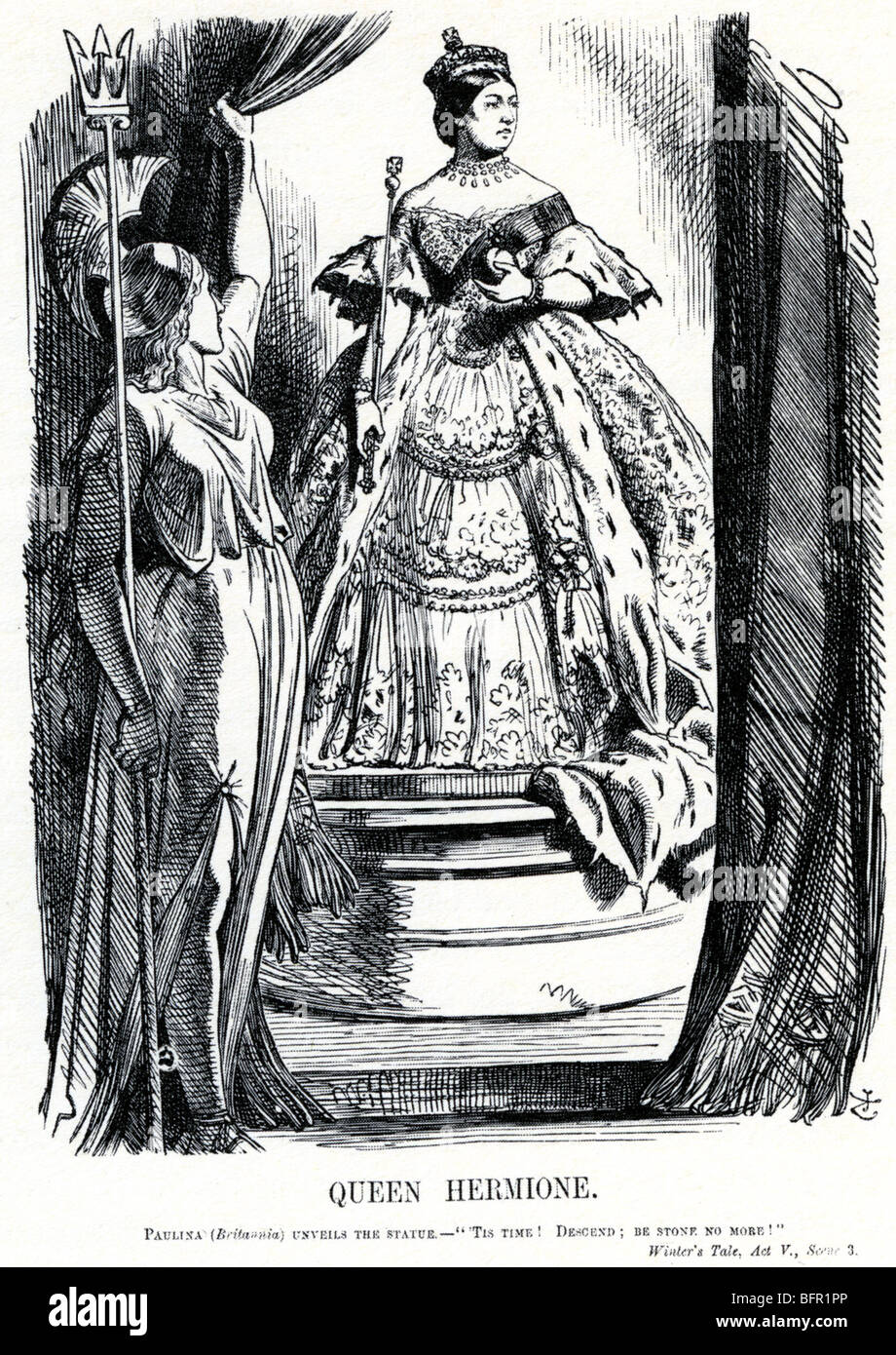 QUEEN VICTORIA - Punch-Karikatur kritisieren ihre Self-imposed Exil nach dem Tod von Prinz Albert im Jahr 1861 Stockfoto
