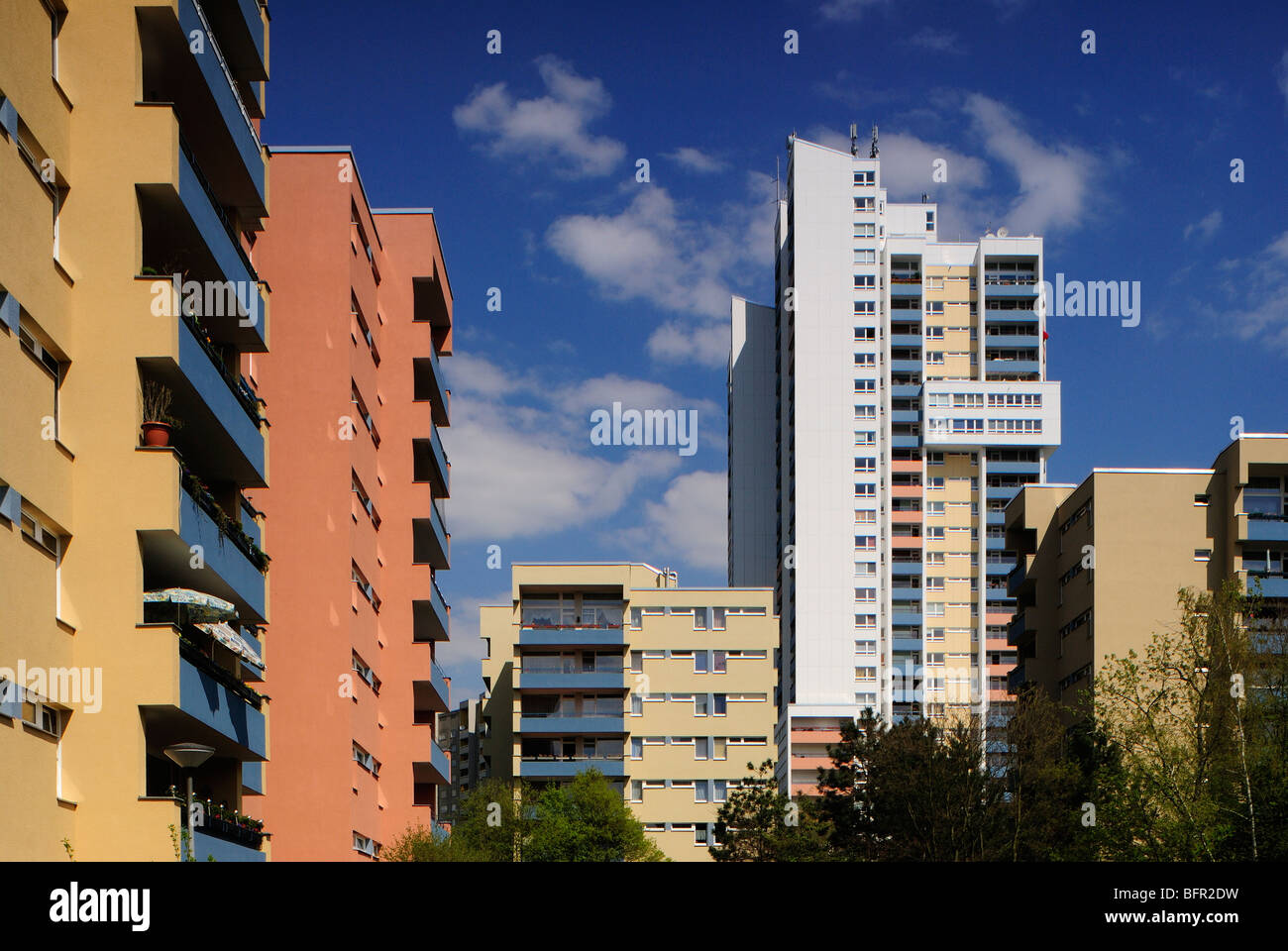 Gropiusstadt, High-Rise Gebäude von Walter Gropius. Berlin-Neukölln, Berlin, Deutschland. Stockfoto
