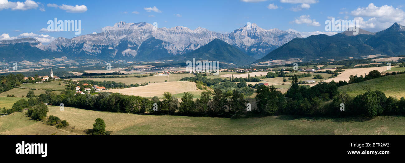 Panoramische Ansicht von Französisch Alpes, in der Nähe von Le Percy, Rhone-Alpes, Frankreich Stockfoto