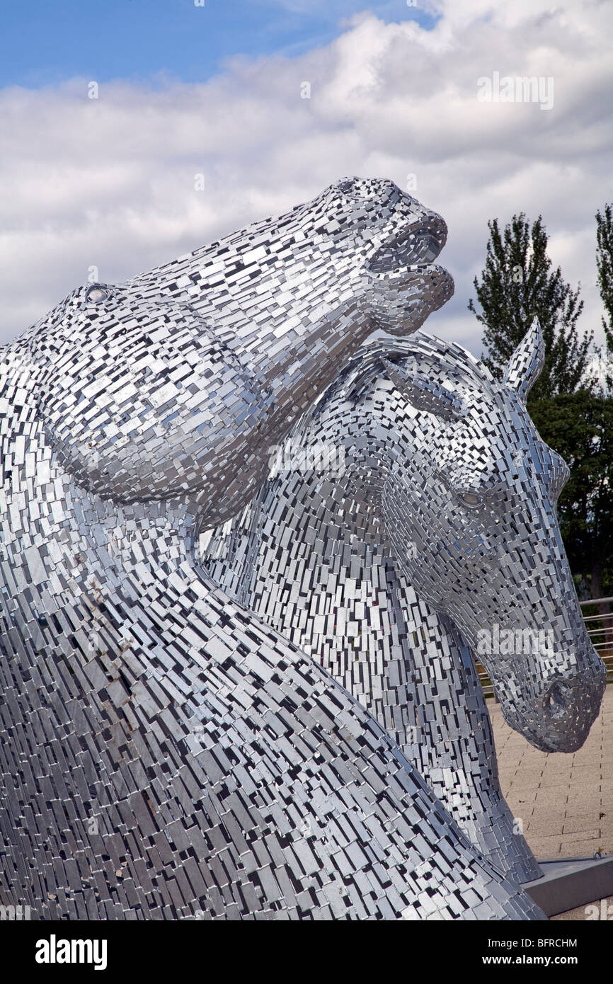 Skulpturen von Kelpies in Falkirk Wheel, Falkirk, Schottland Stockfoto