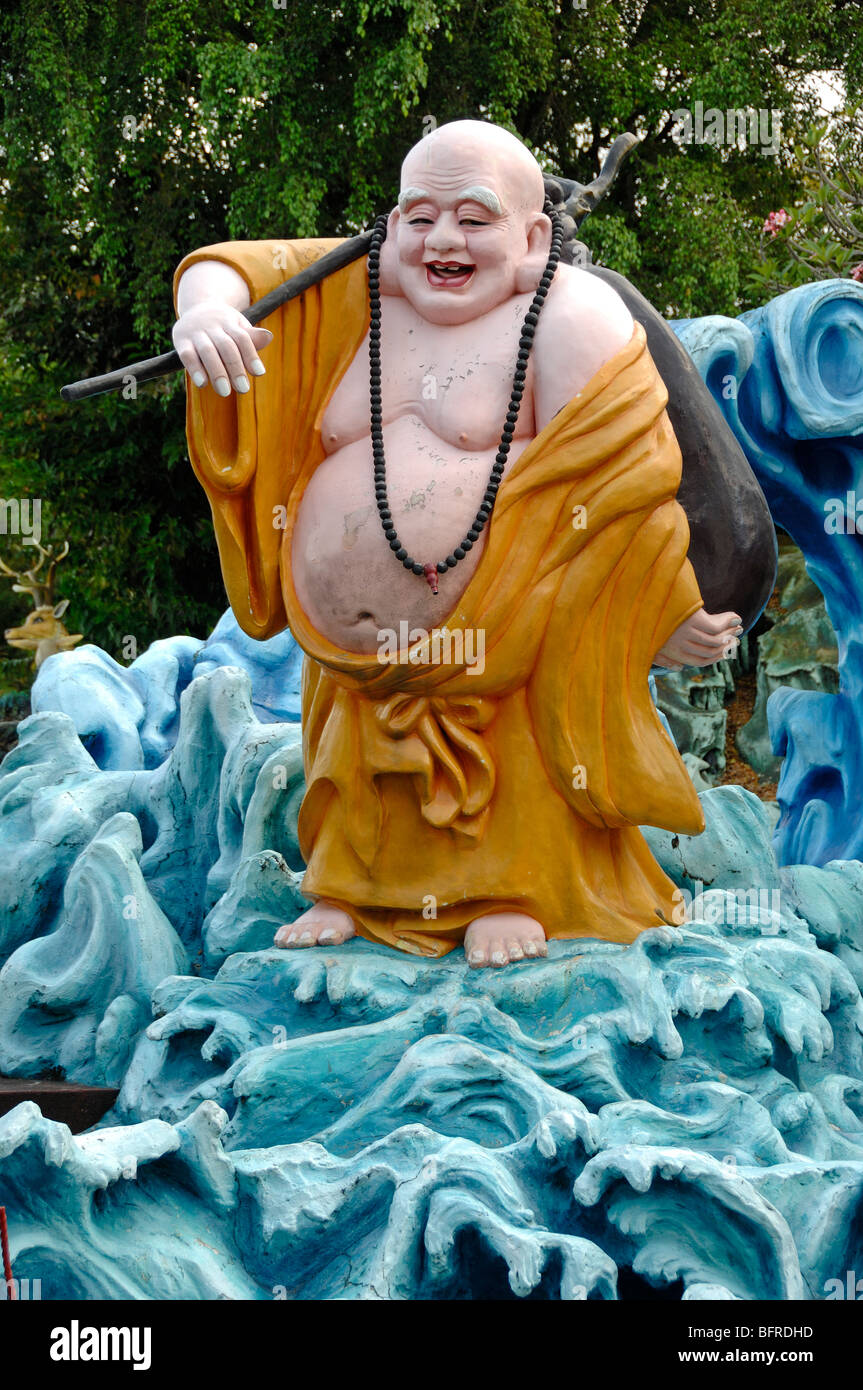 Lachende Fat Buddha Statue, Tiger Balm Garden oder Tiger Balm Gardens Freizeitpark, Singapur Stockfoto