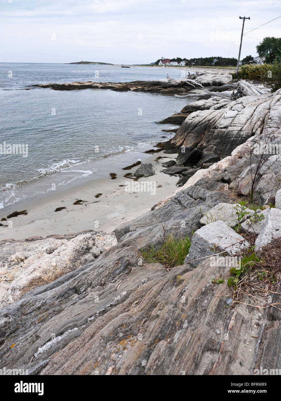 Strand an der Mündung des Kennebec River am Fort Popham in der Nähe von Phippsburg Maine ME USA Stockfoto