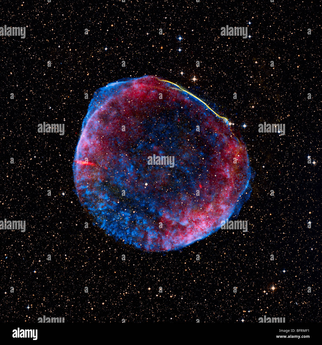 Ein zusammengesetztes Bild von SN 1006-Supernova-Überrest. Stockfoto
